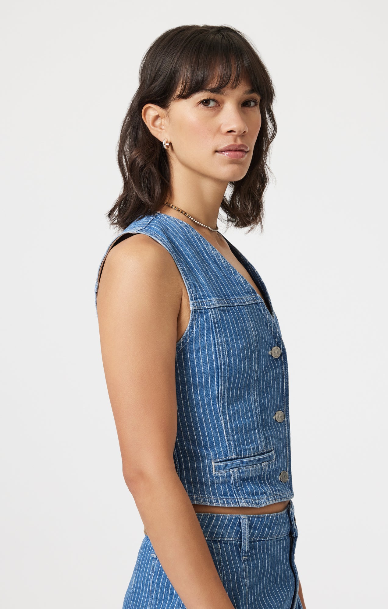 MERLIN VEST IN BLUE STRIPE DENIM - Mavi Jeans