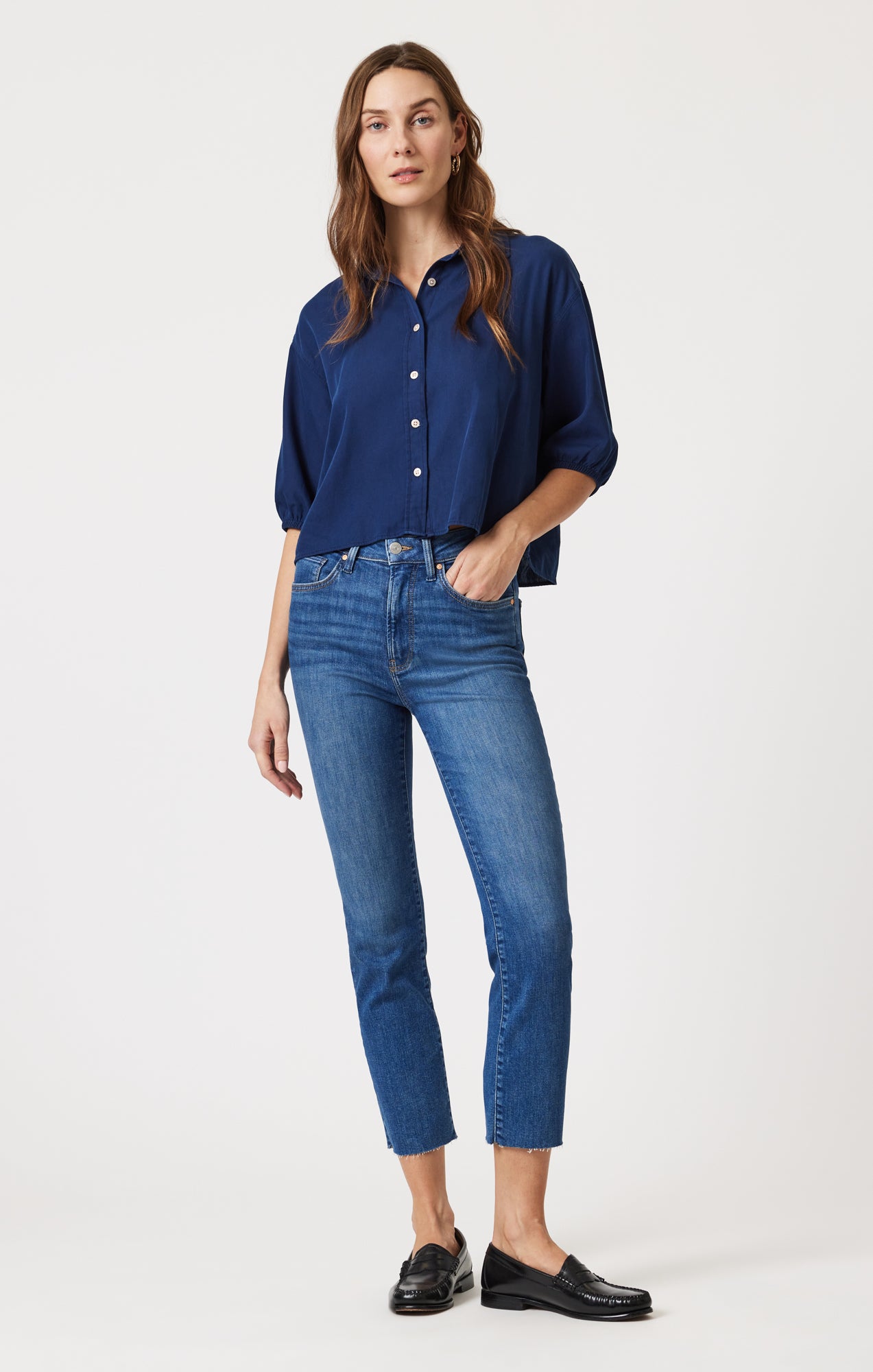 VIOLA STRAIGHT LEG IN MID BRUSHED FLEX BLUE - Mavi Jeans
