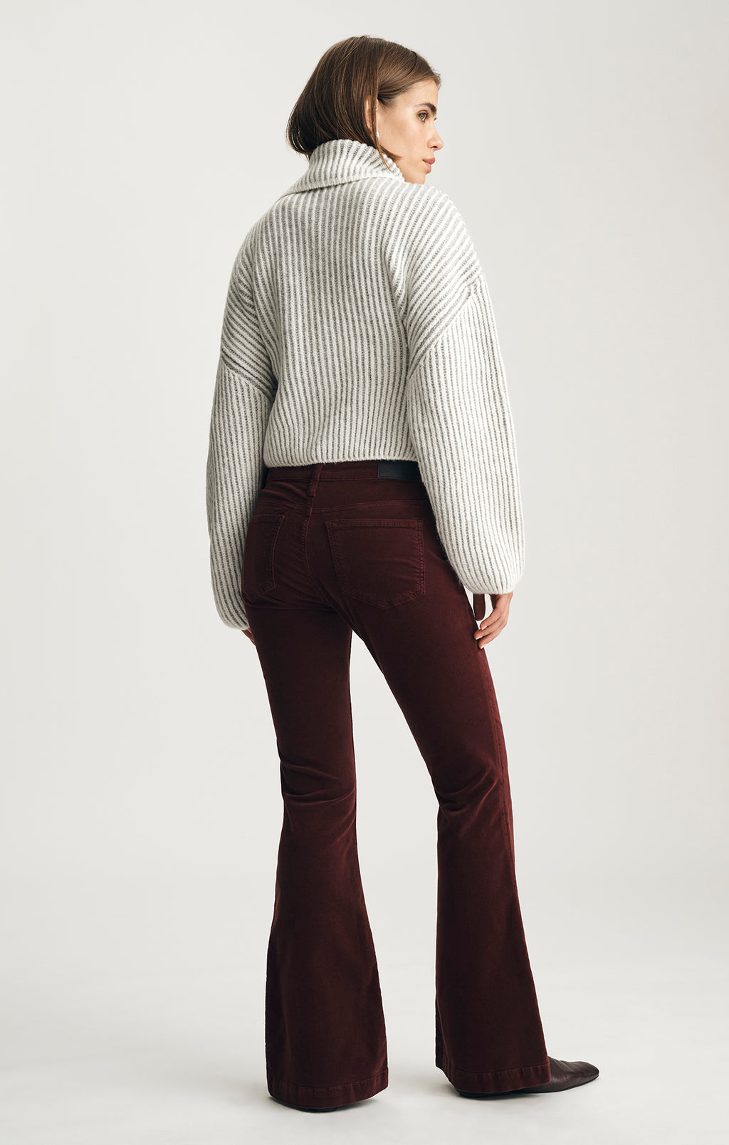 SYDNEY FLARE IN BURGUNDY VELVET