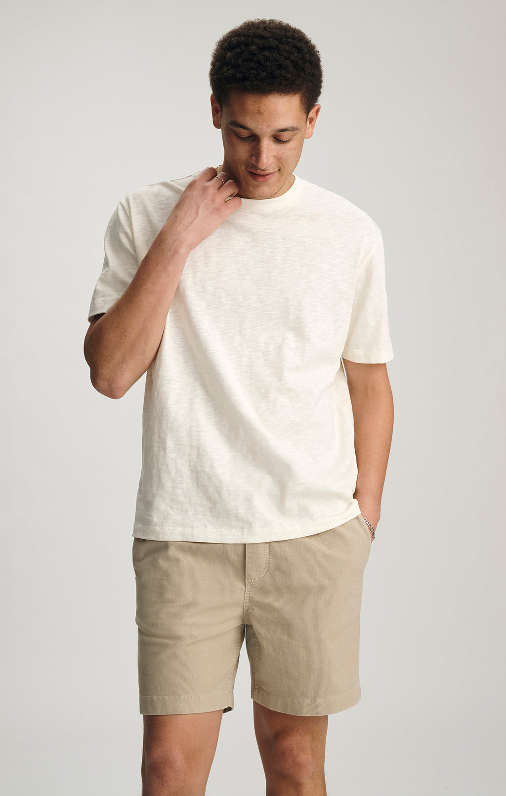 SLUB CREW NECK T-SHIRT IN VANILLA ICE - Mavi Jeans