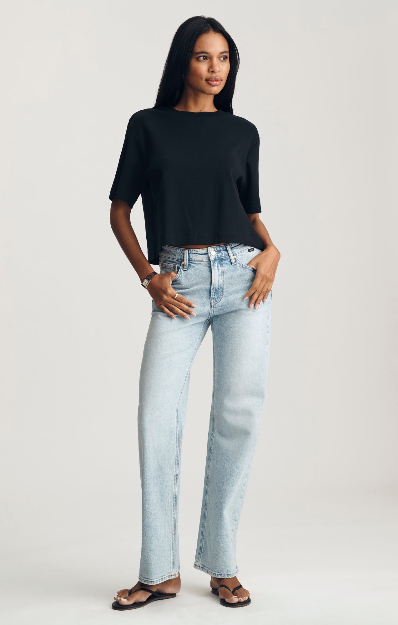 RILEY CREW NECK T-SHIRT IN BLACK - Mavi Jeans