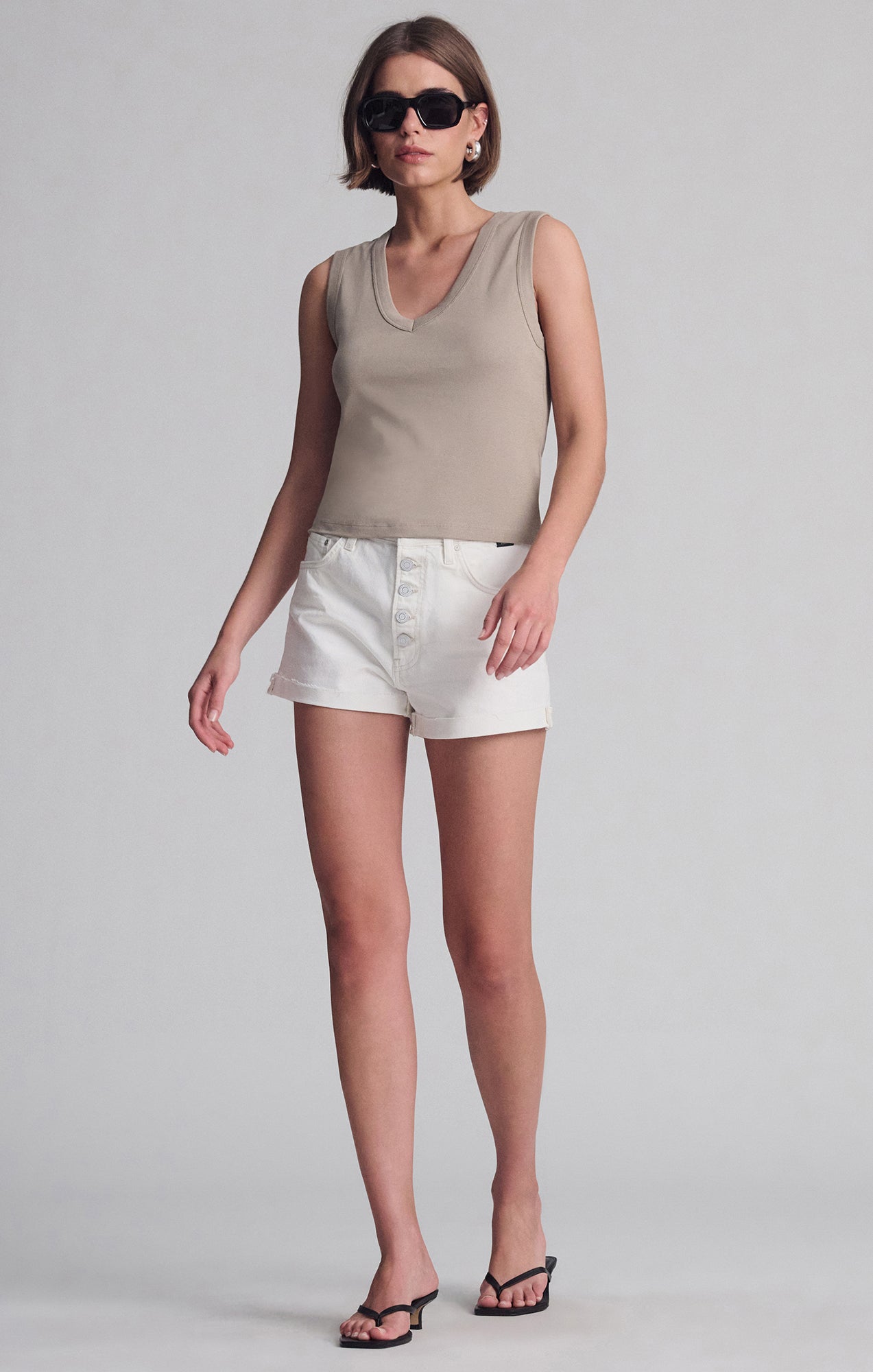 V-NECK TANK TOP IN ROASTED CASHEW - Mavi Jeans