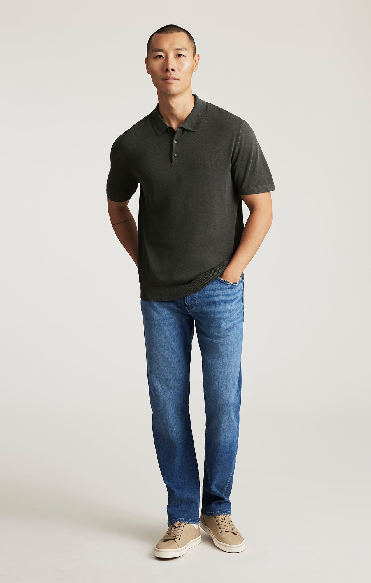 ZACH STRAIGHT LEG IN MID BRUSHED FEATHER BLUE - Mavi Jeans