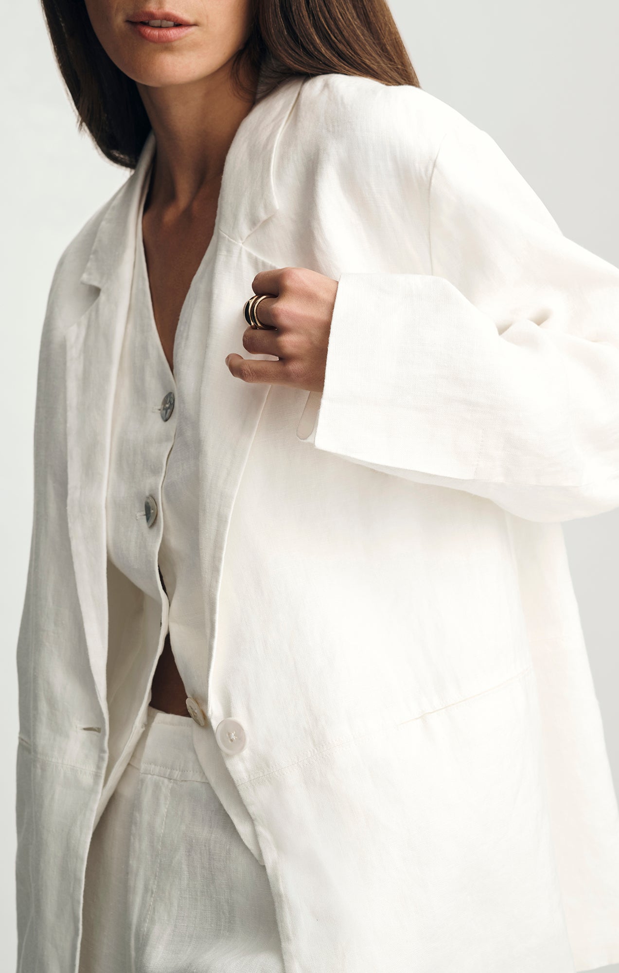 LINEN BLAZER IN ANTIQUE WHITE - Mavi Jeans