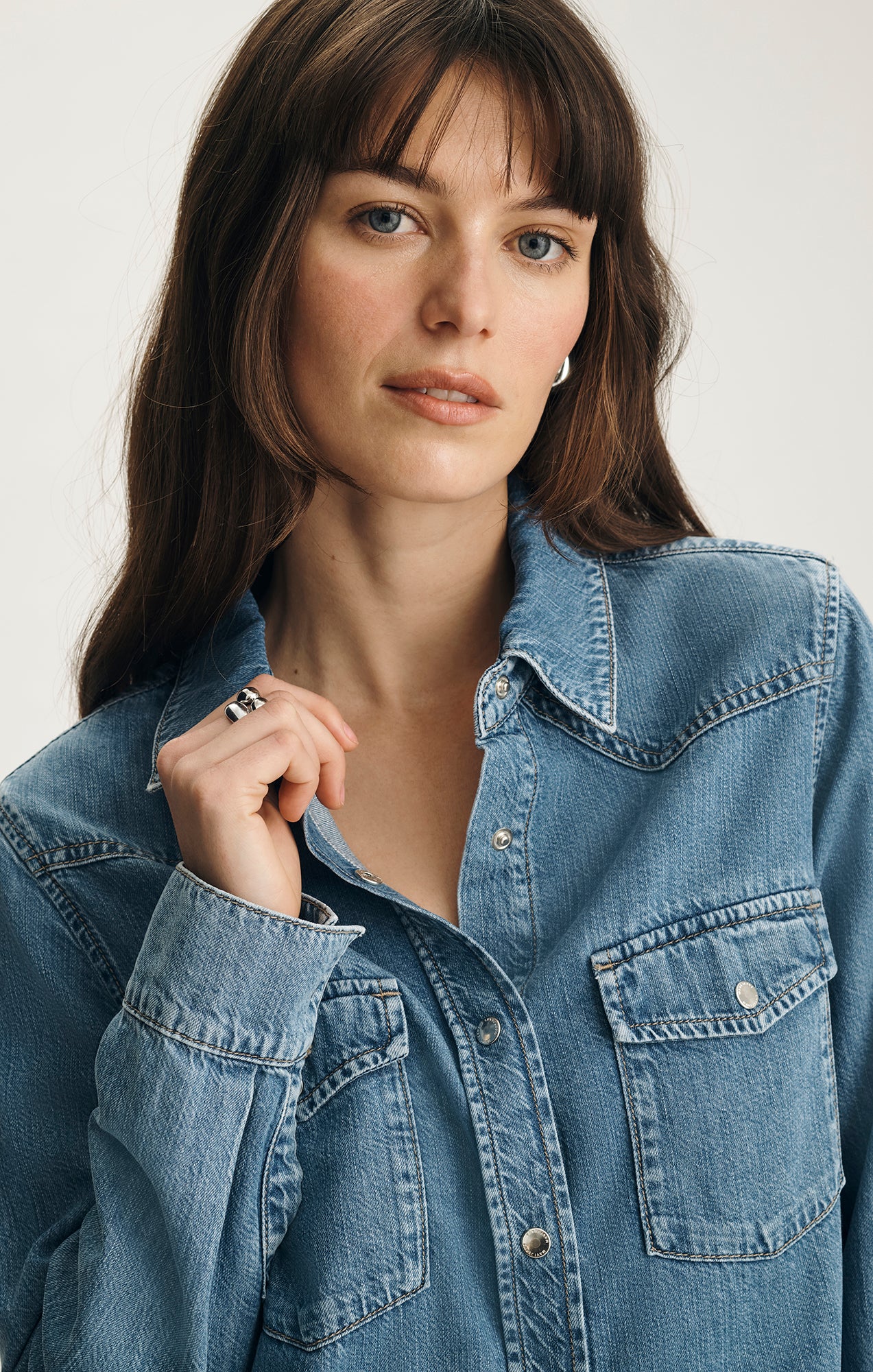 ANGELA DENIM SHIRT IN MID BLUE FEATHER BLUE - Mavi Jeans