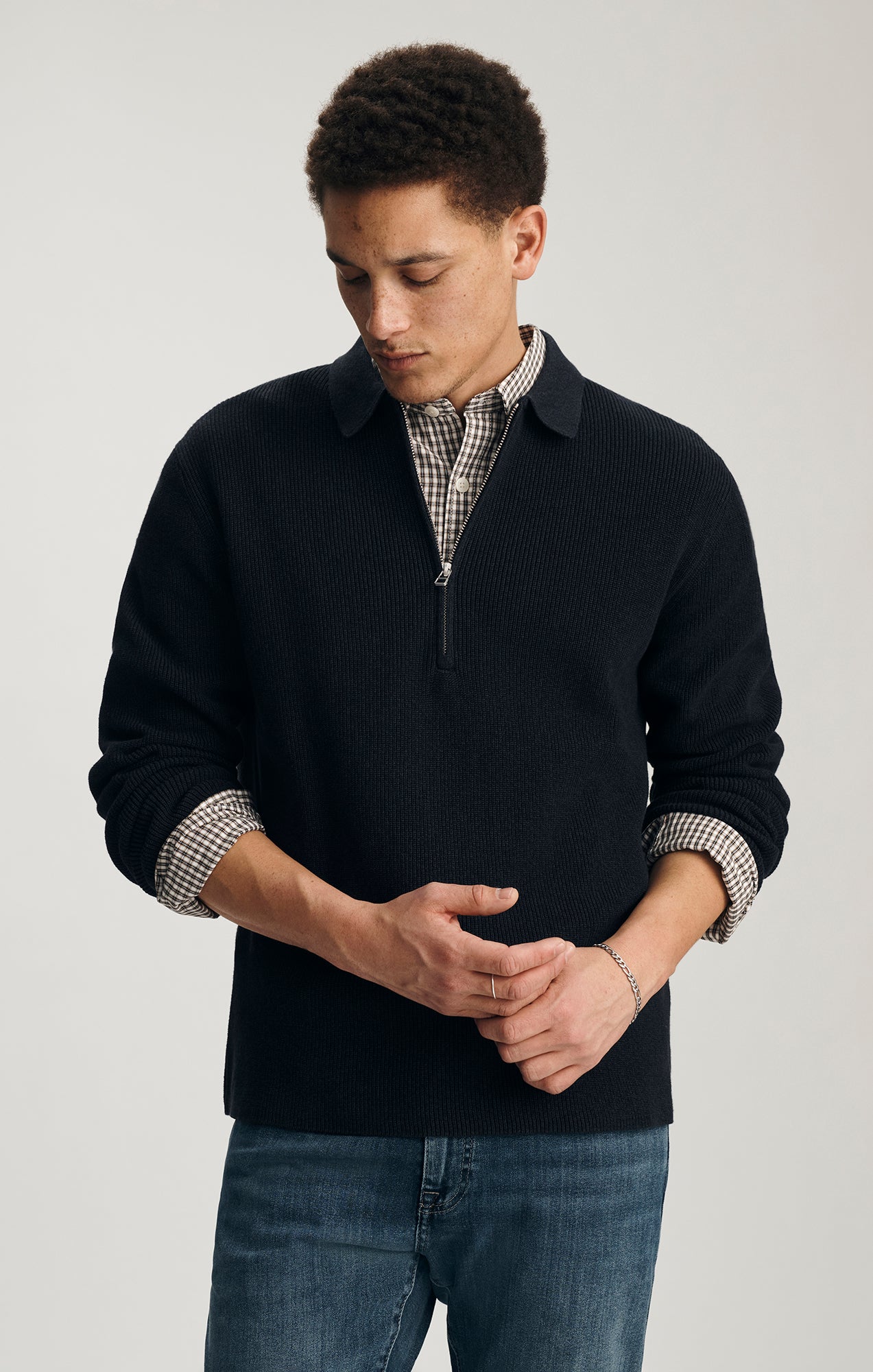 RAGLAN HALF ZIP SWEATER IN NIGHT SKY - Mavi Jeans