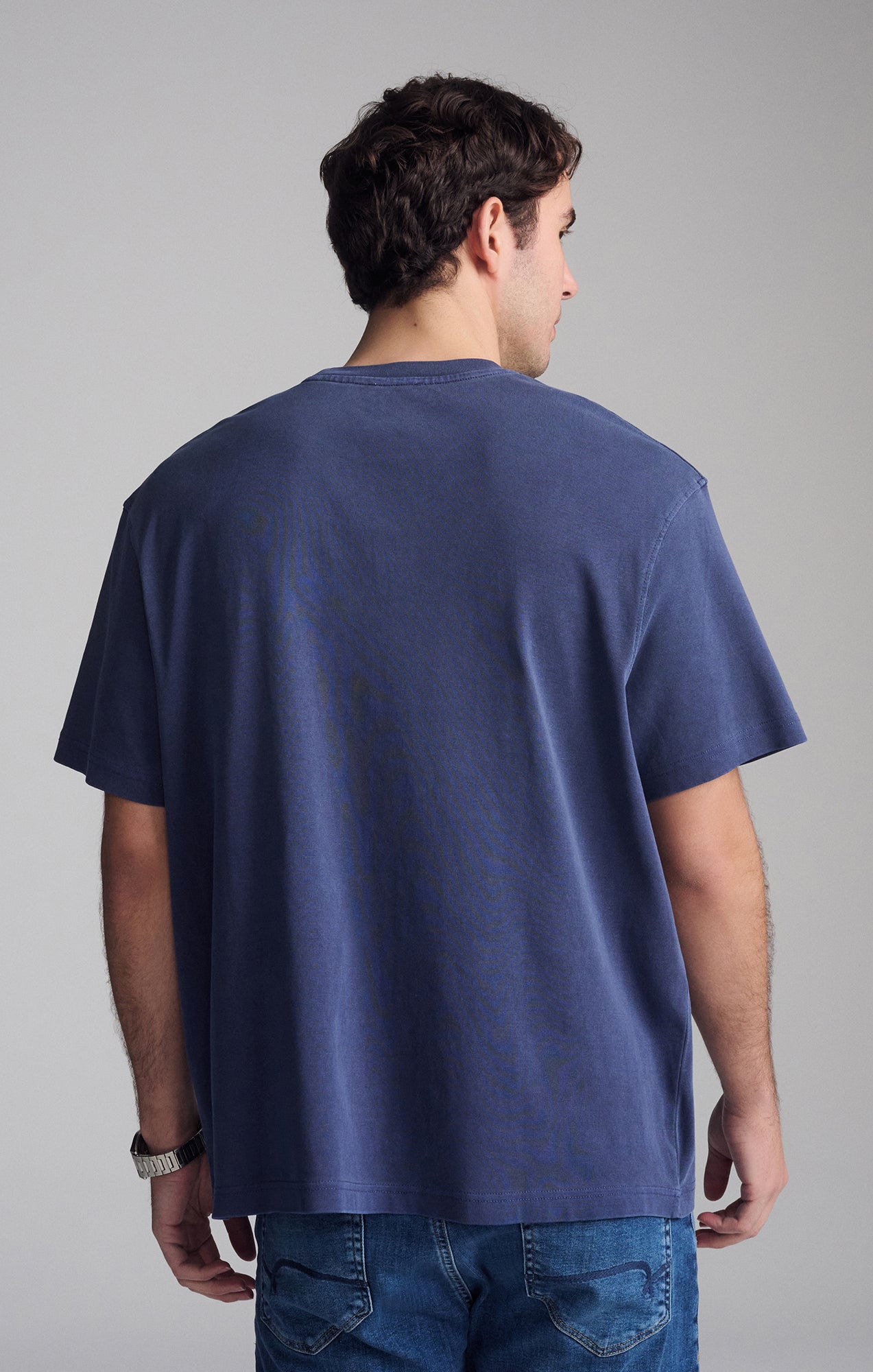 SHORT SLEEVE CREW NECK T-SHIRT IN BLACK IRIS - Mavi Jeans
