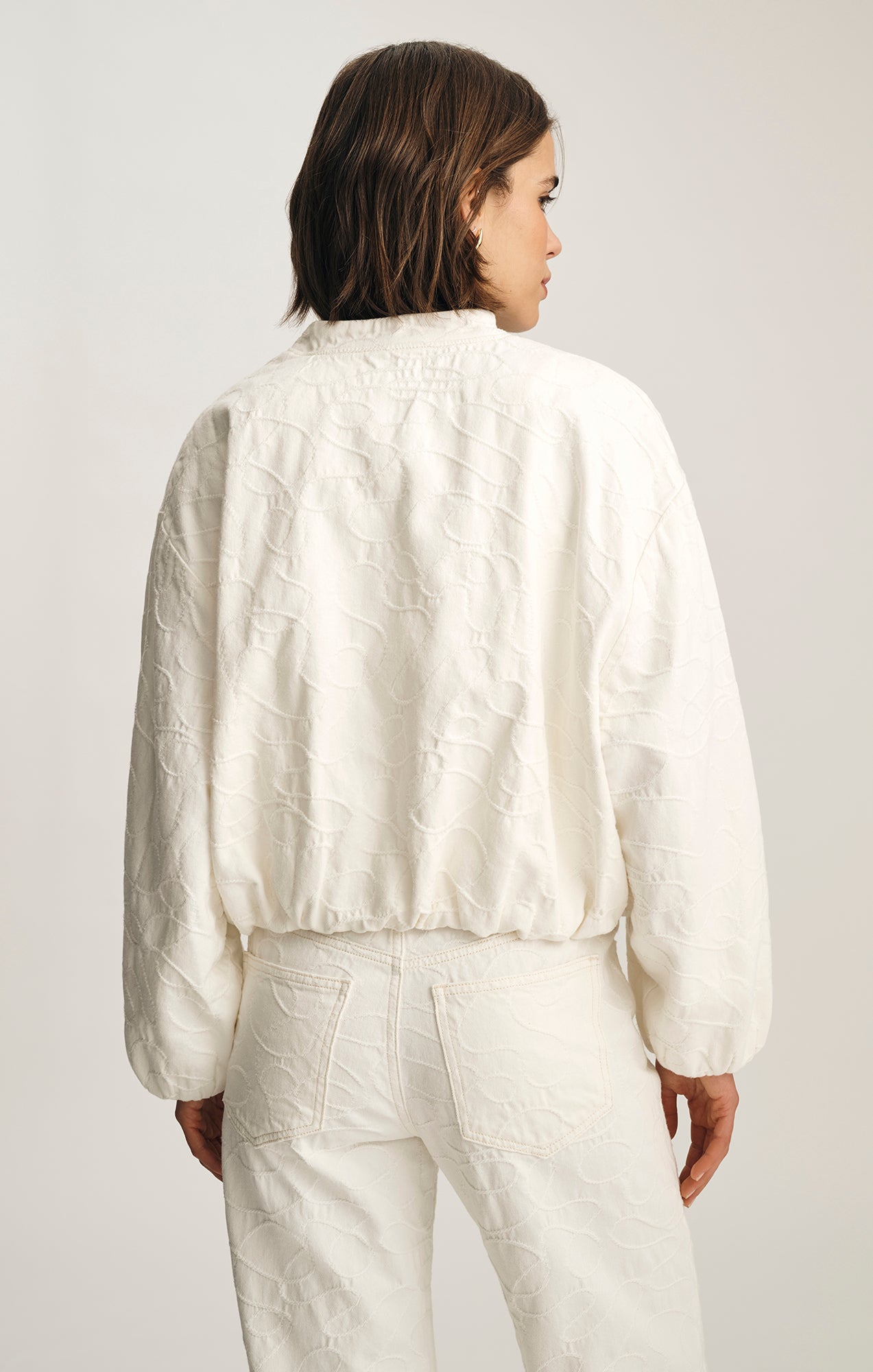 NICOLETTE BOMBER JACKET IN BEIGE EMBROIDERED DENIM - Mavi Jeans