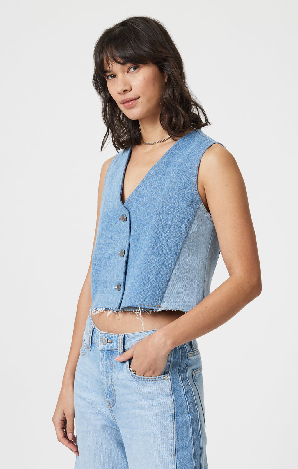 PEONY VEST IN BLOCKING DENIM - Mavi Jeans