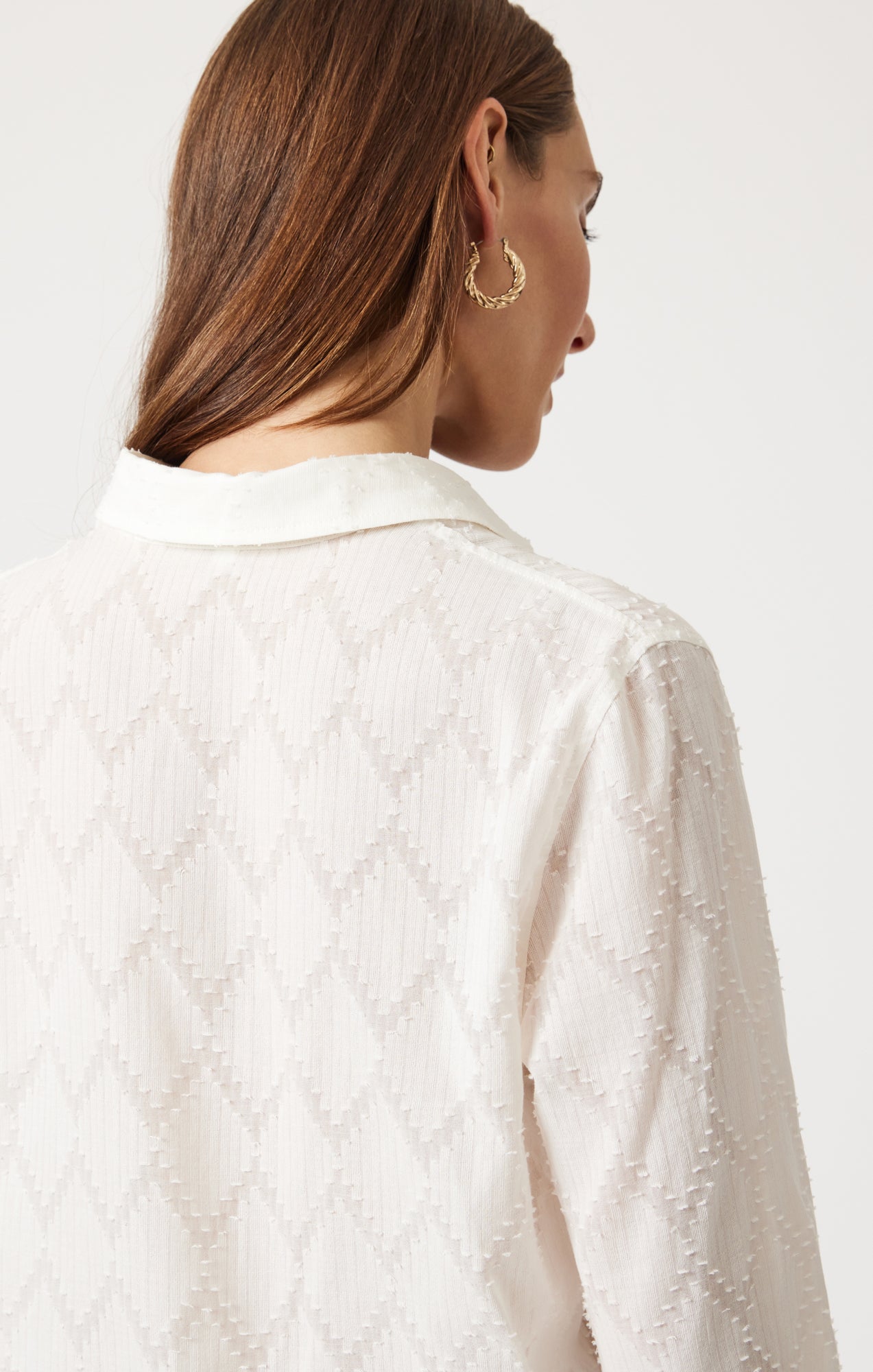 SHEER TEXTURED BUTTON-UP SHIRT IN ANTIQUE WHITE - Mavi Jeans