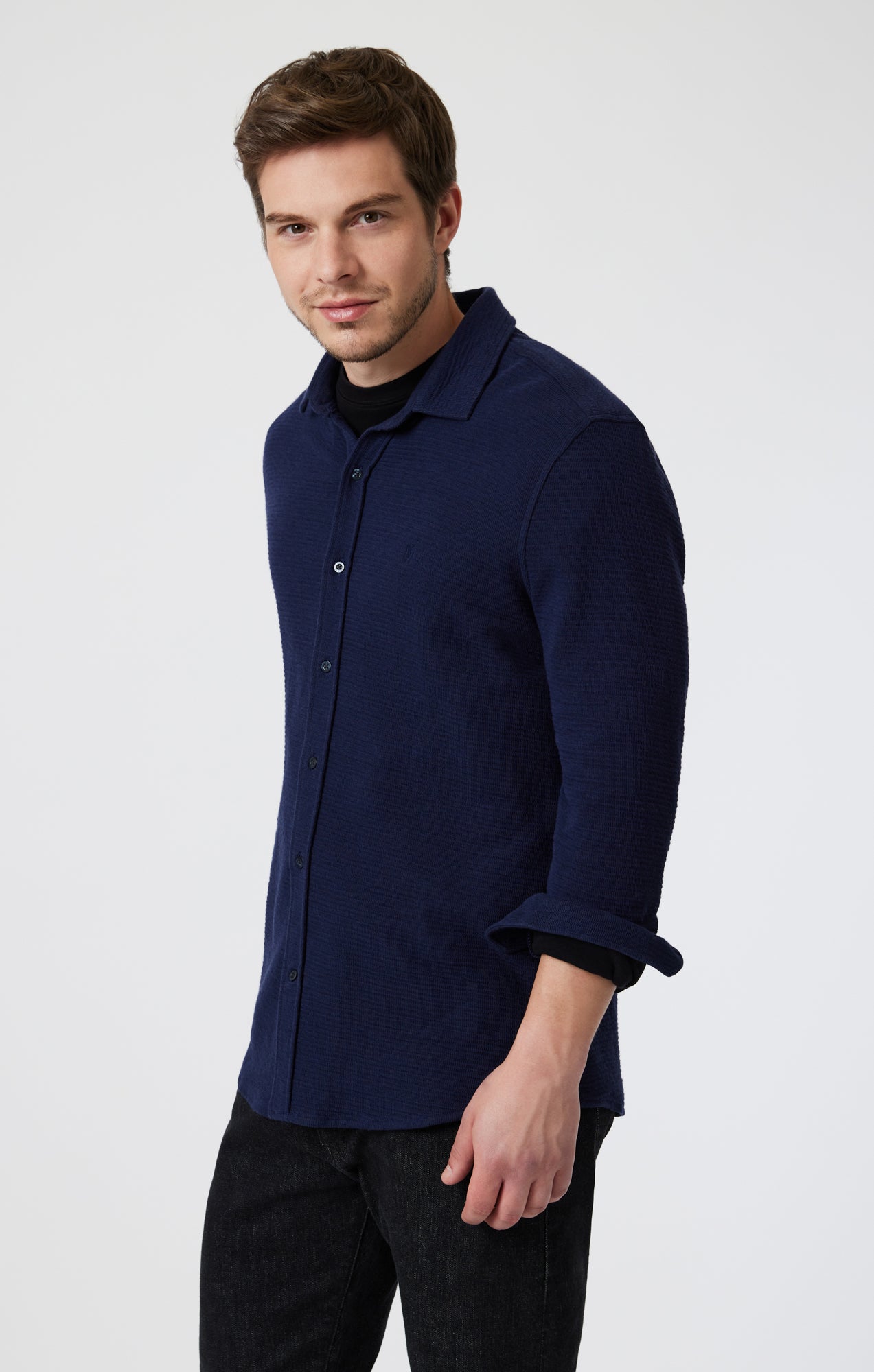 BUTTON-UP LONG SLEEVE SHIRT IN MARITIME BLUE - Mavi Jeans