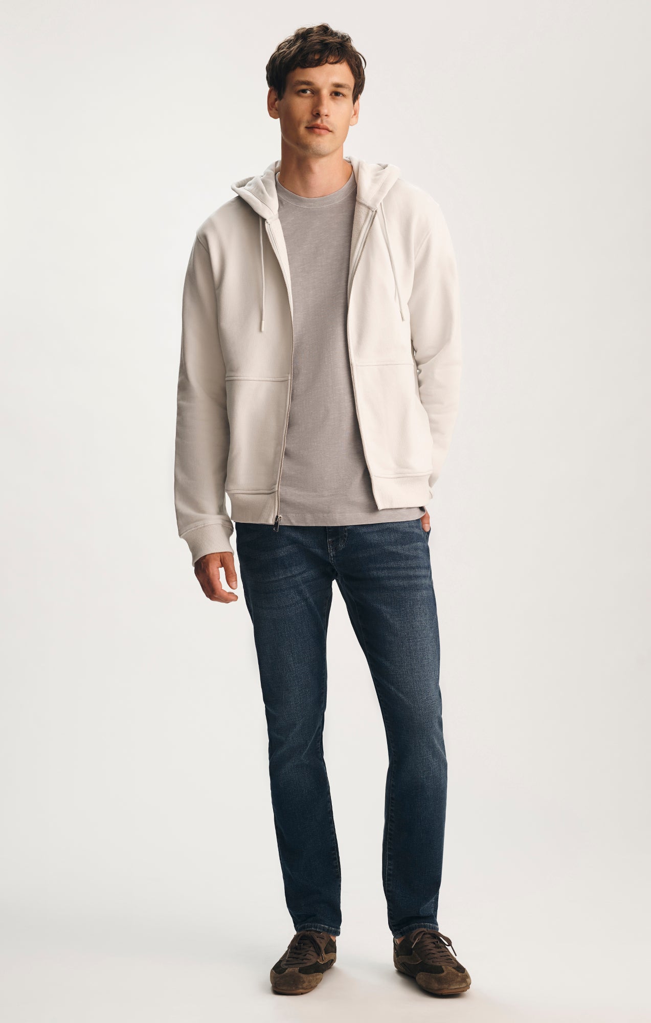 FULL ZIP HOODIE IN LUNAR ROCK - Mavi Jeans