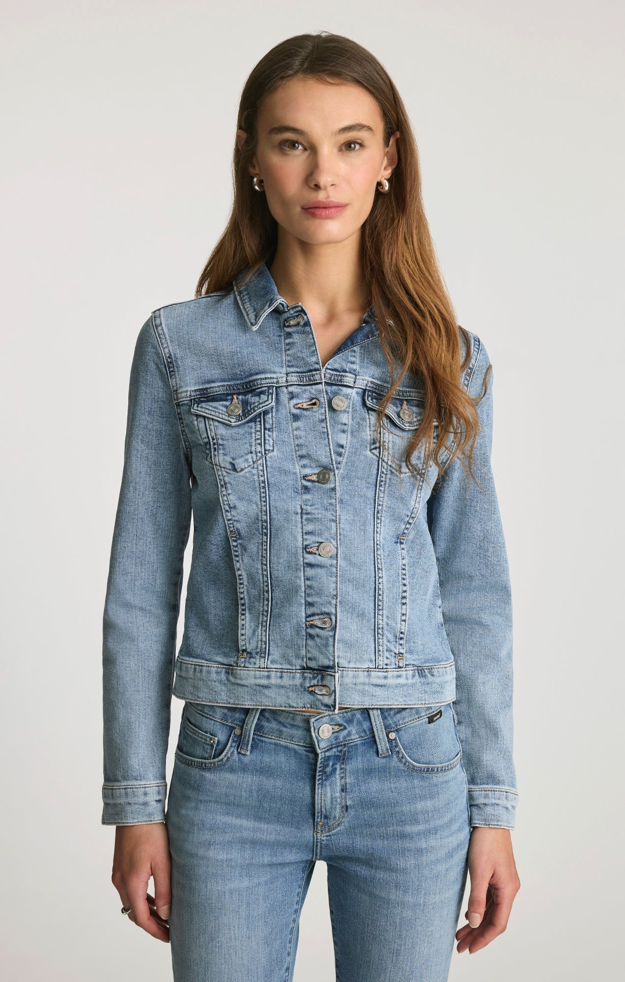 VESTE EN JEAN SAMANTHA BLEU FLEX BROSSÉ CLAIR