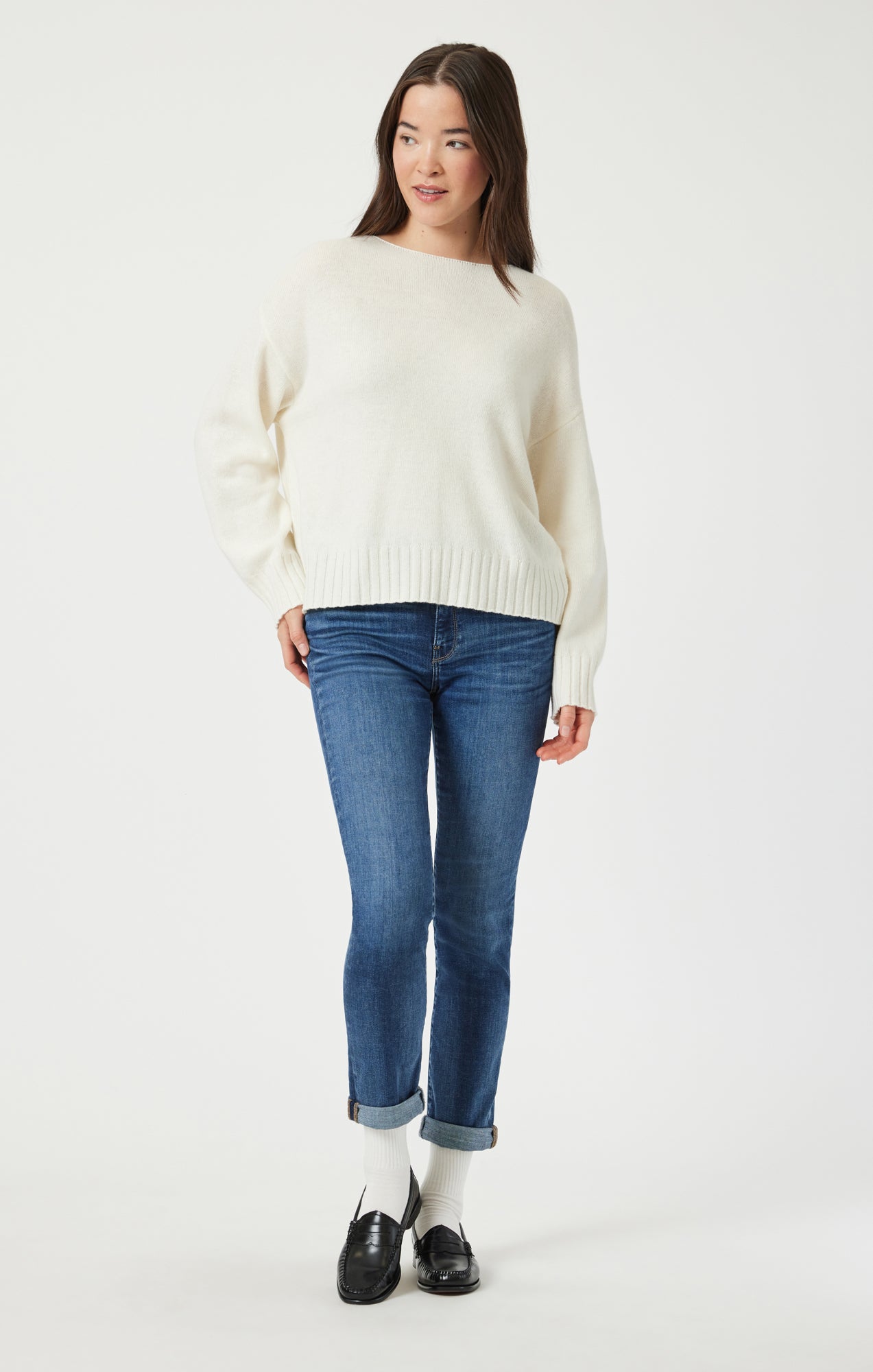 BOAT NECK SWEATER IN ANTIQUE WHITE - Mavi Jeans