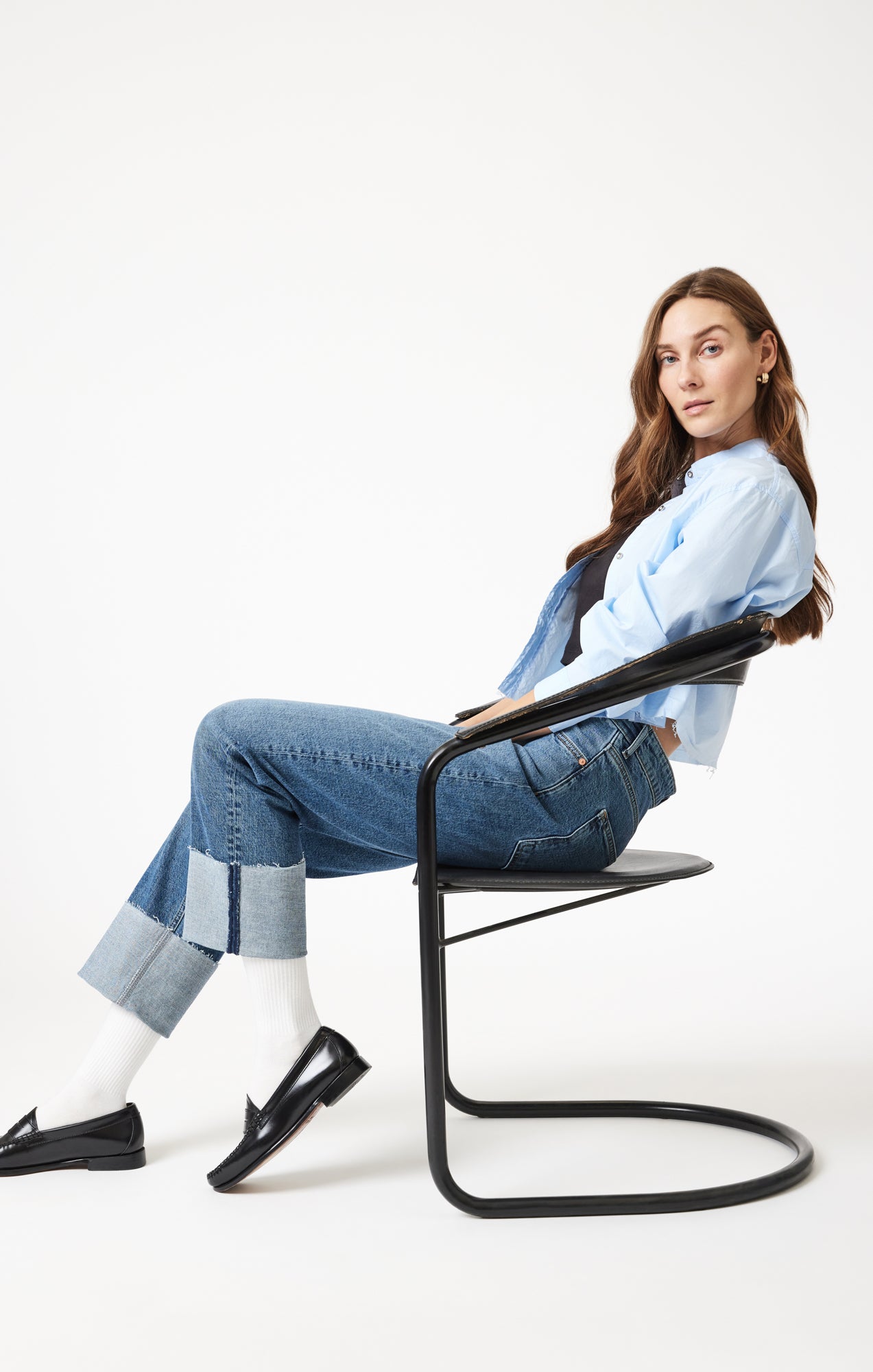 SAVANNAH CUFFED STRAIGHT LEG IN SHADED CLASSIC BLUE - Mavi Jeans