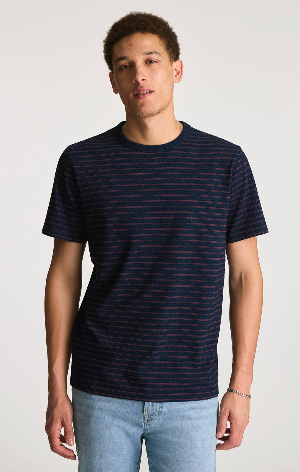 CREW NECK T-SHIRT IN INDIGO STRIPE - Mavi Jeans