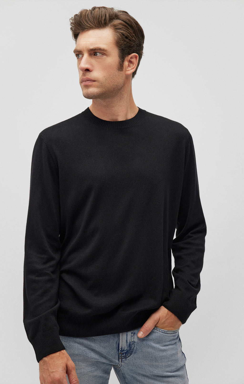 CREW NECK SWEATER IN BLACK - Mavi Jeans