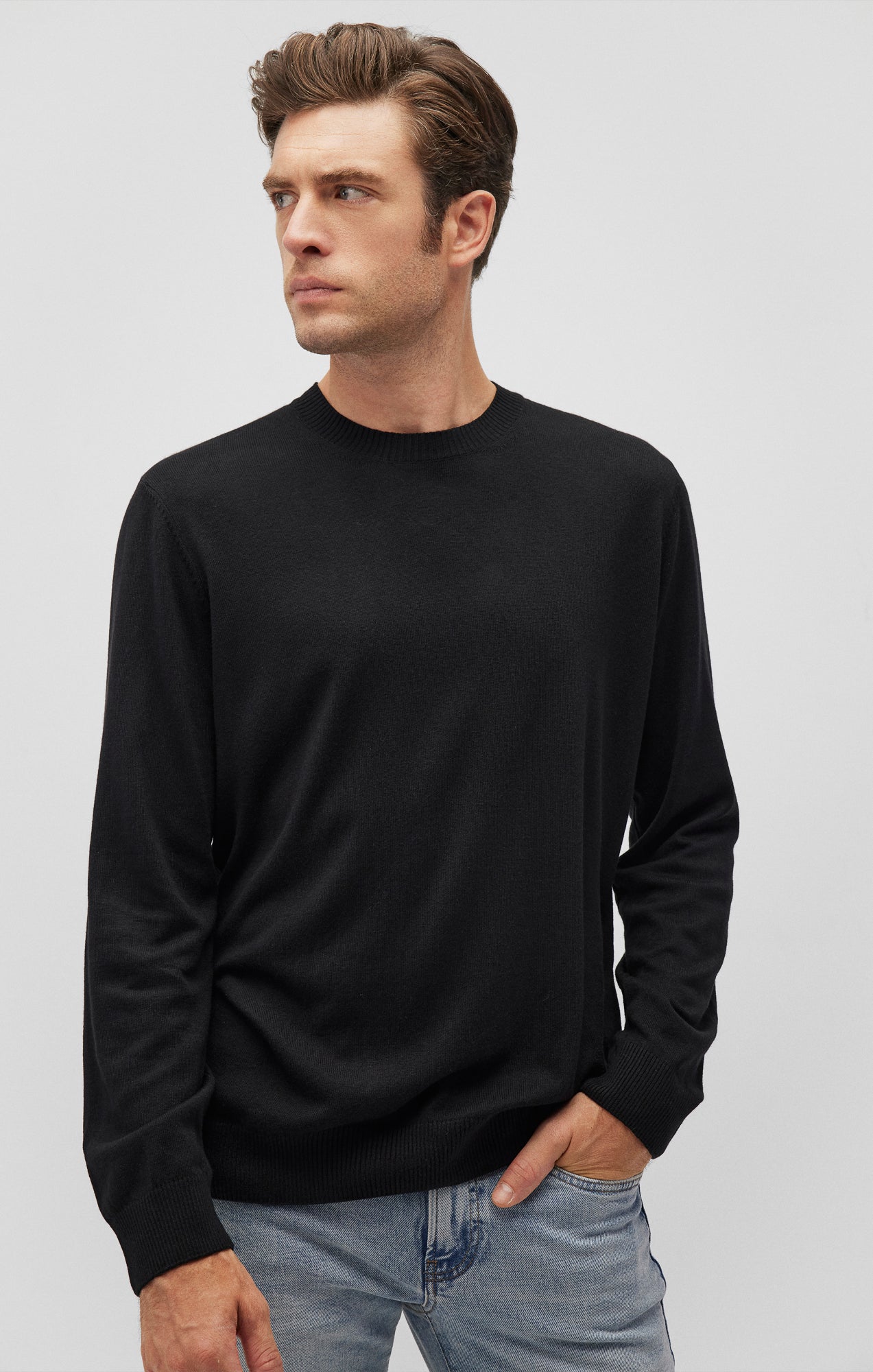 CREW NECK SWEATER IN BLACK - Mavi Jeans