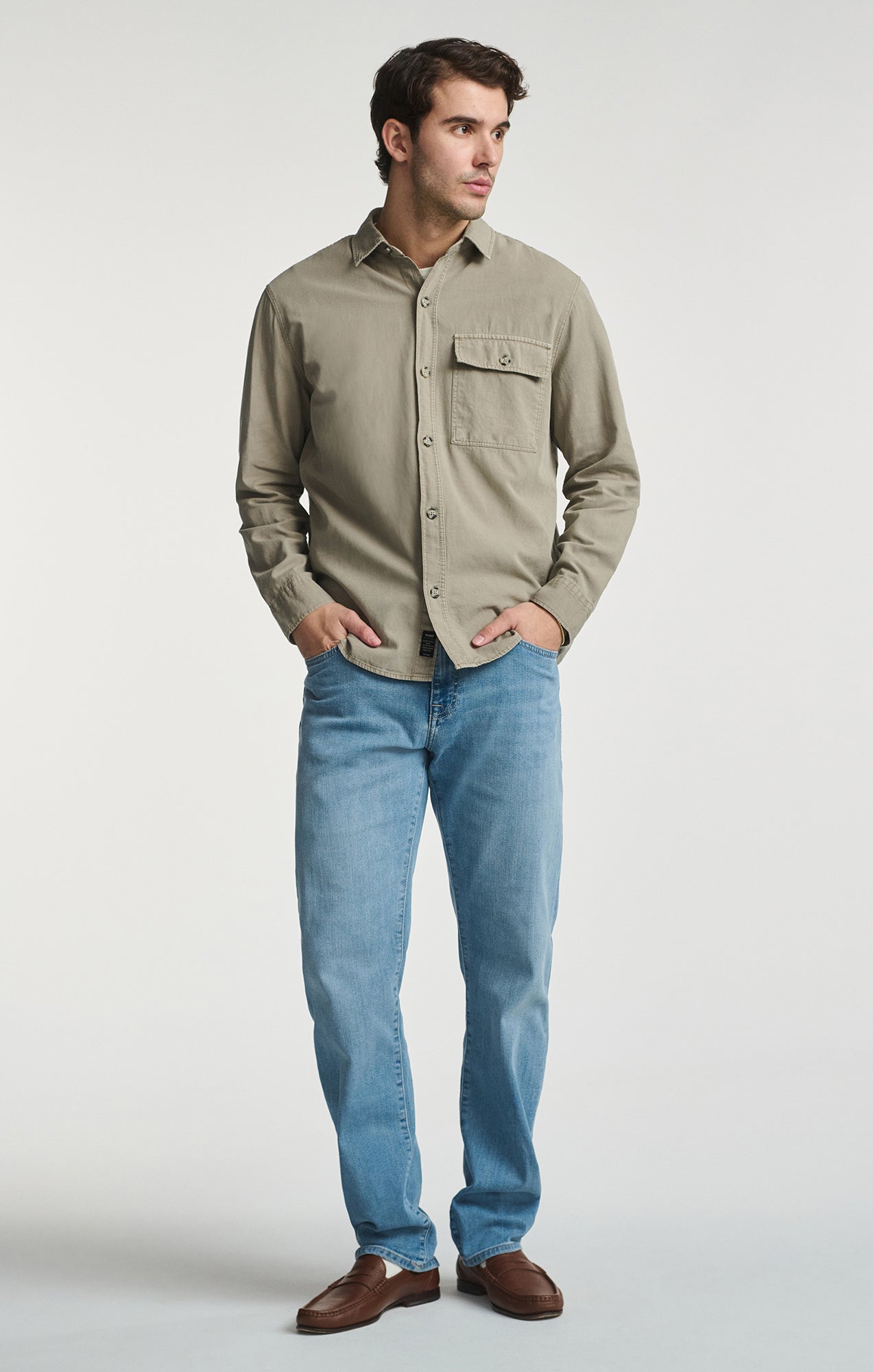 ONE POCKET BUTTON-UP SHIRT IN ROASTED CASHEW - Mavi Jeans