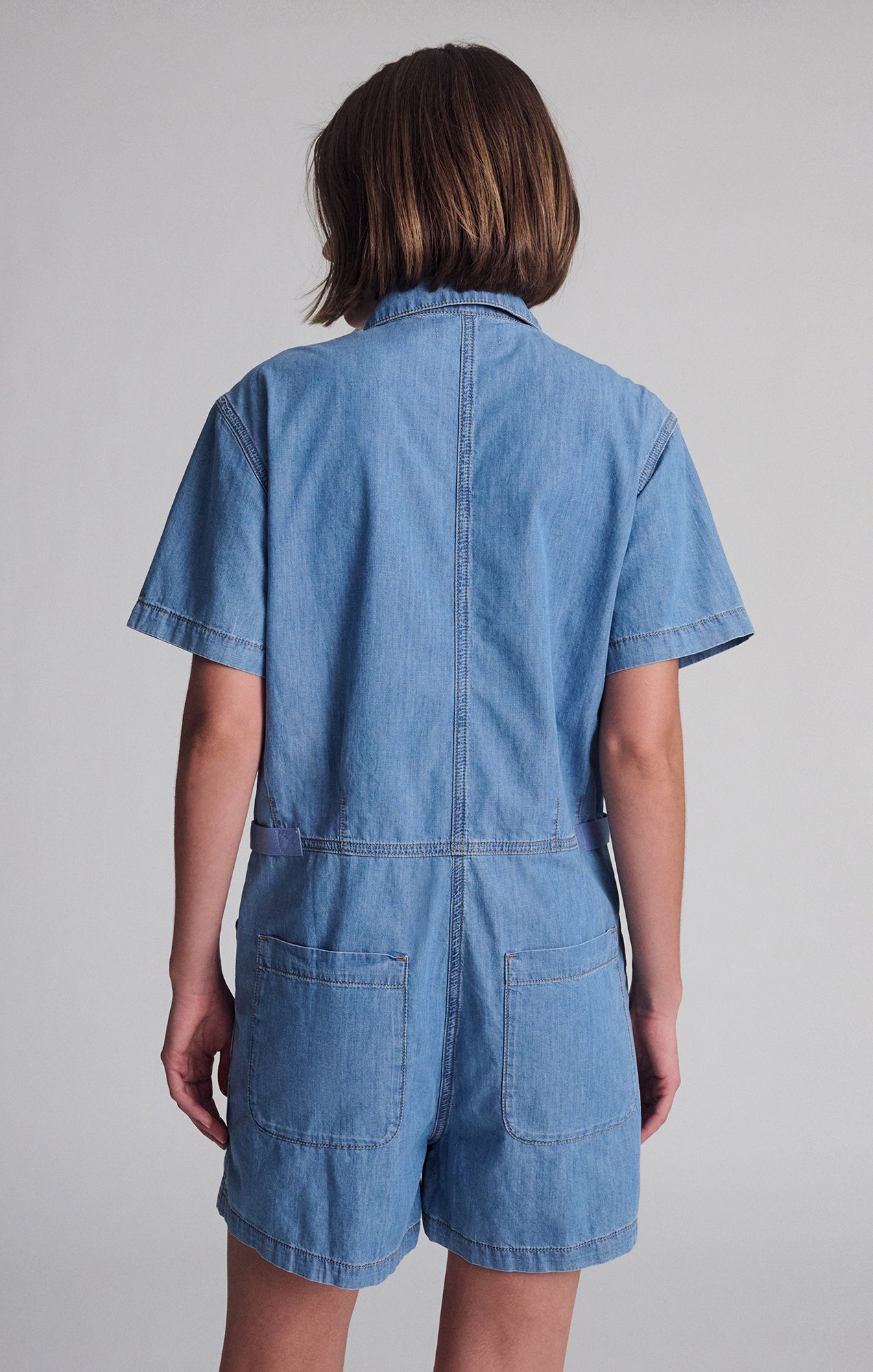 NOREEN DENIM ROMPER IN MID VINTAGE LIGHT DENIM - Mavi Jeans
