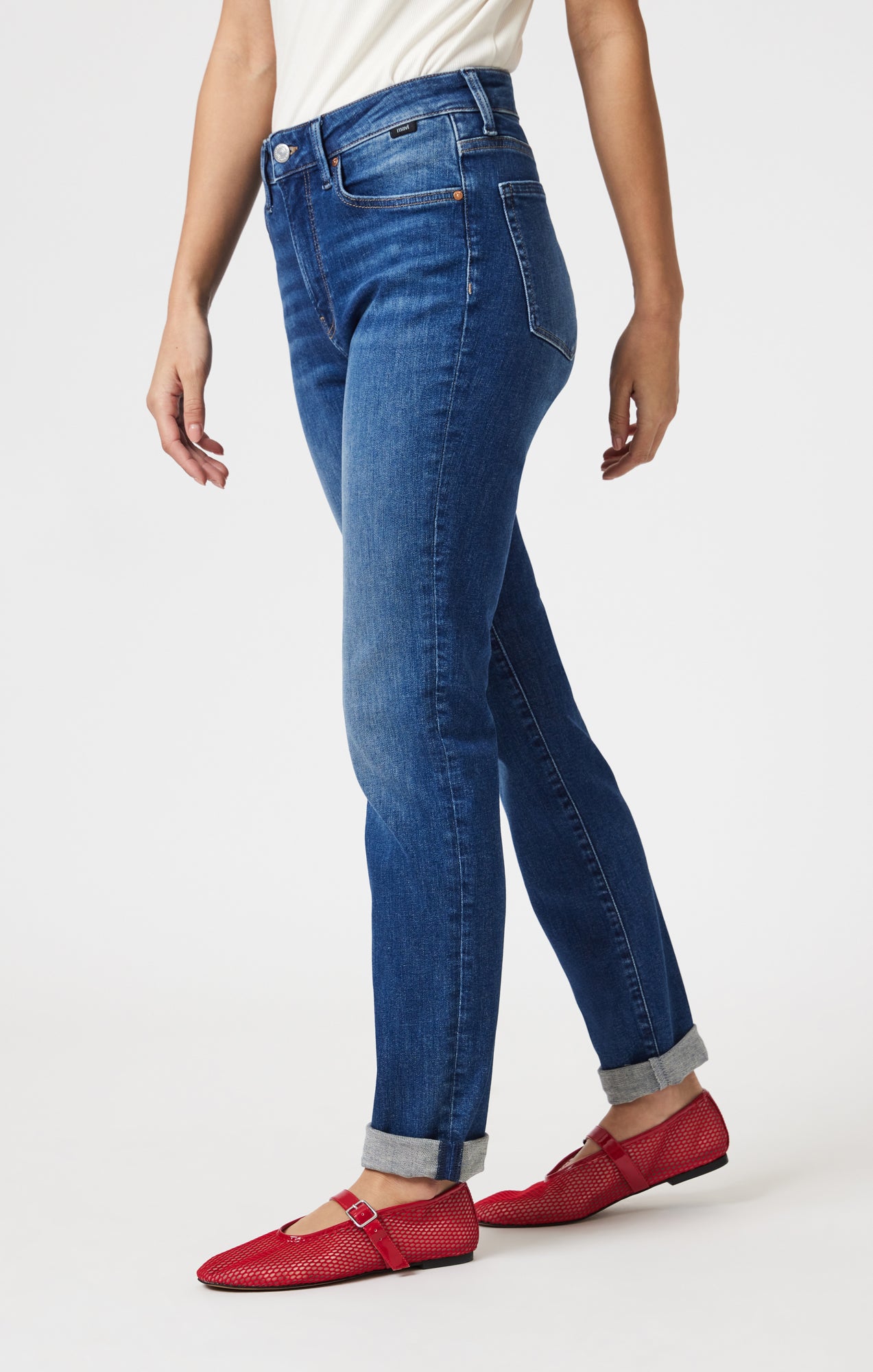KATHLEEN SLIM BOYFRIEND IN DARK BRUSHED FLEX BLUE - Mavi Jeans