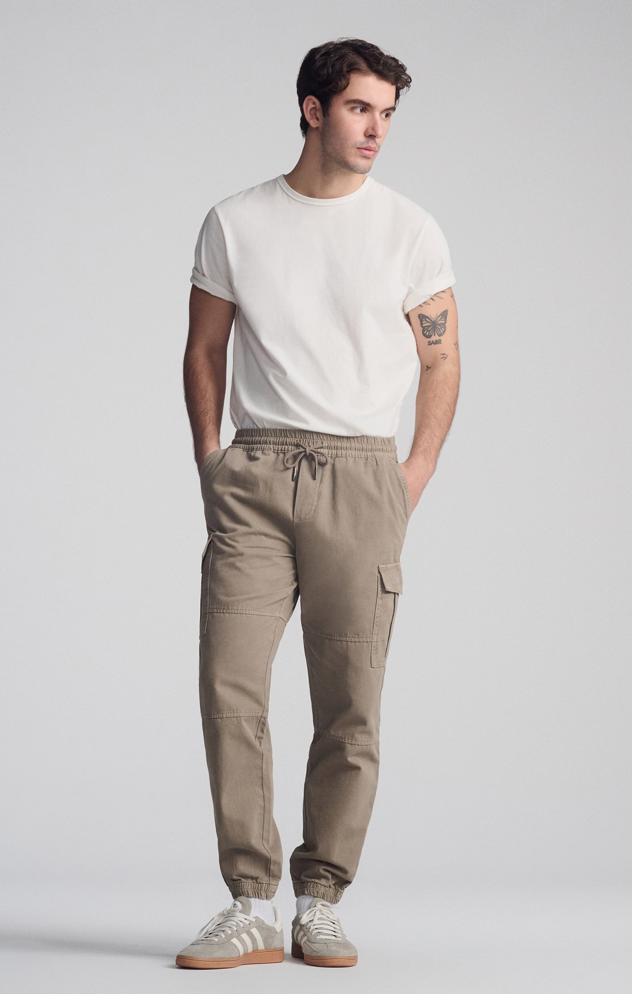 DOUBLE POCKET CUFFED CARGO PANTS IN BRINDLE - Mavi Jeans