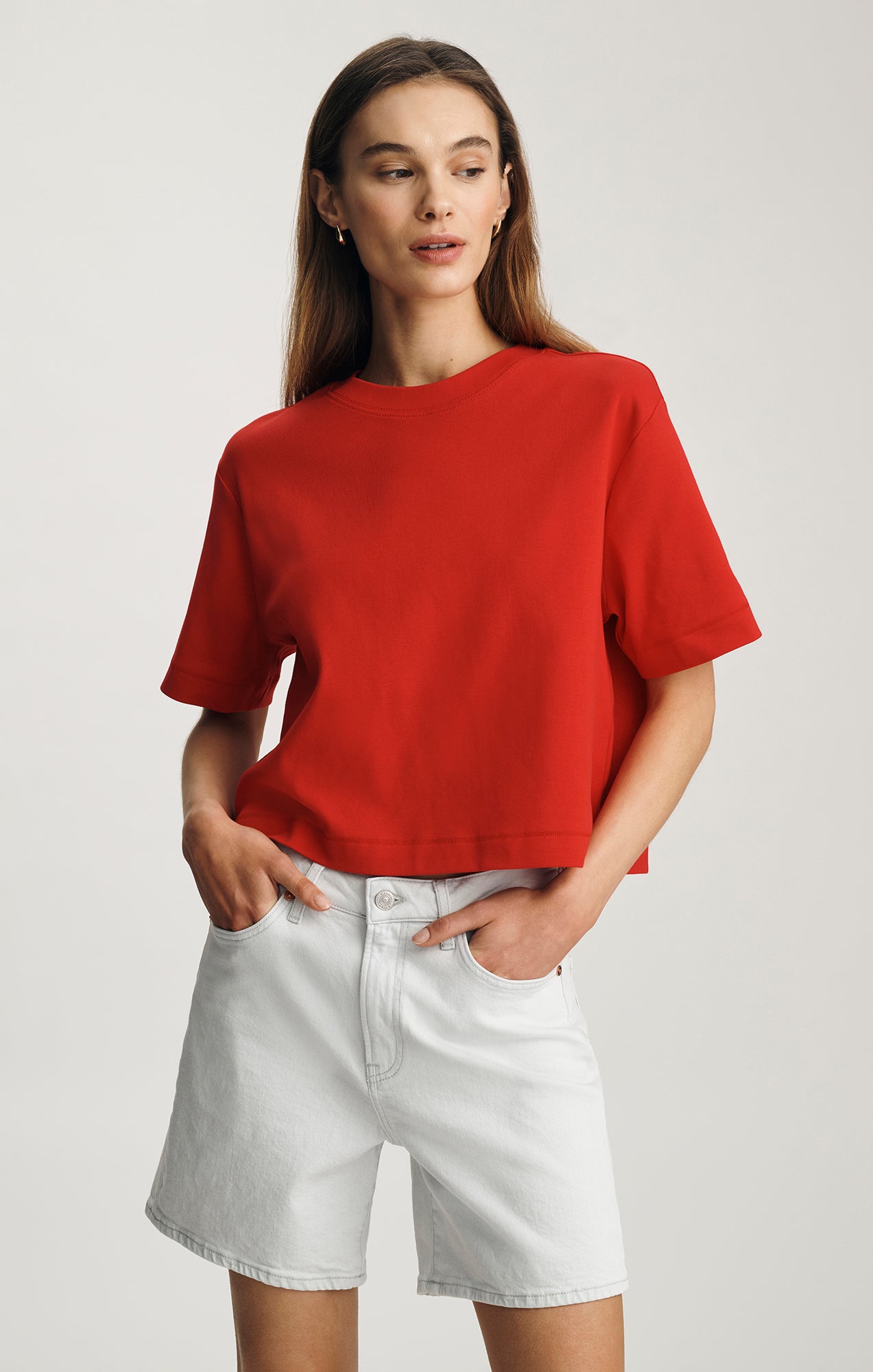 RILEY CREW NECK T-SHIRT IN RED - Mavi Jeans