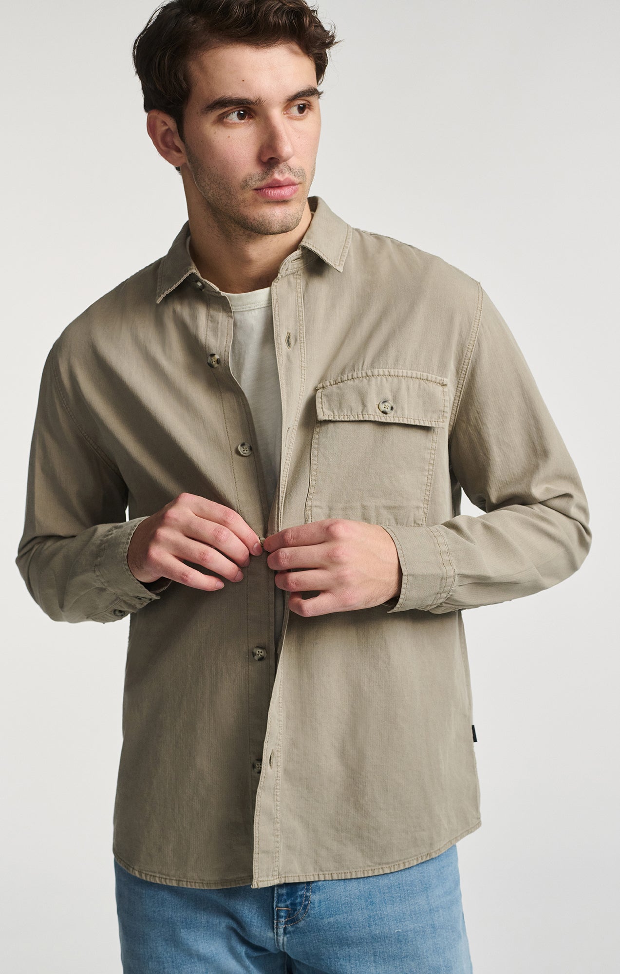 ONE POCKET BUTTON-UP SHIRT IN ROASTED CASHEW - Mavi Jeans