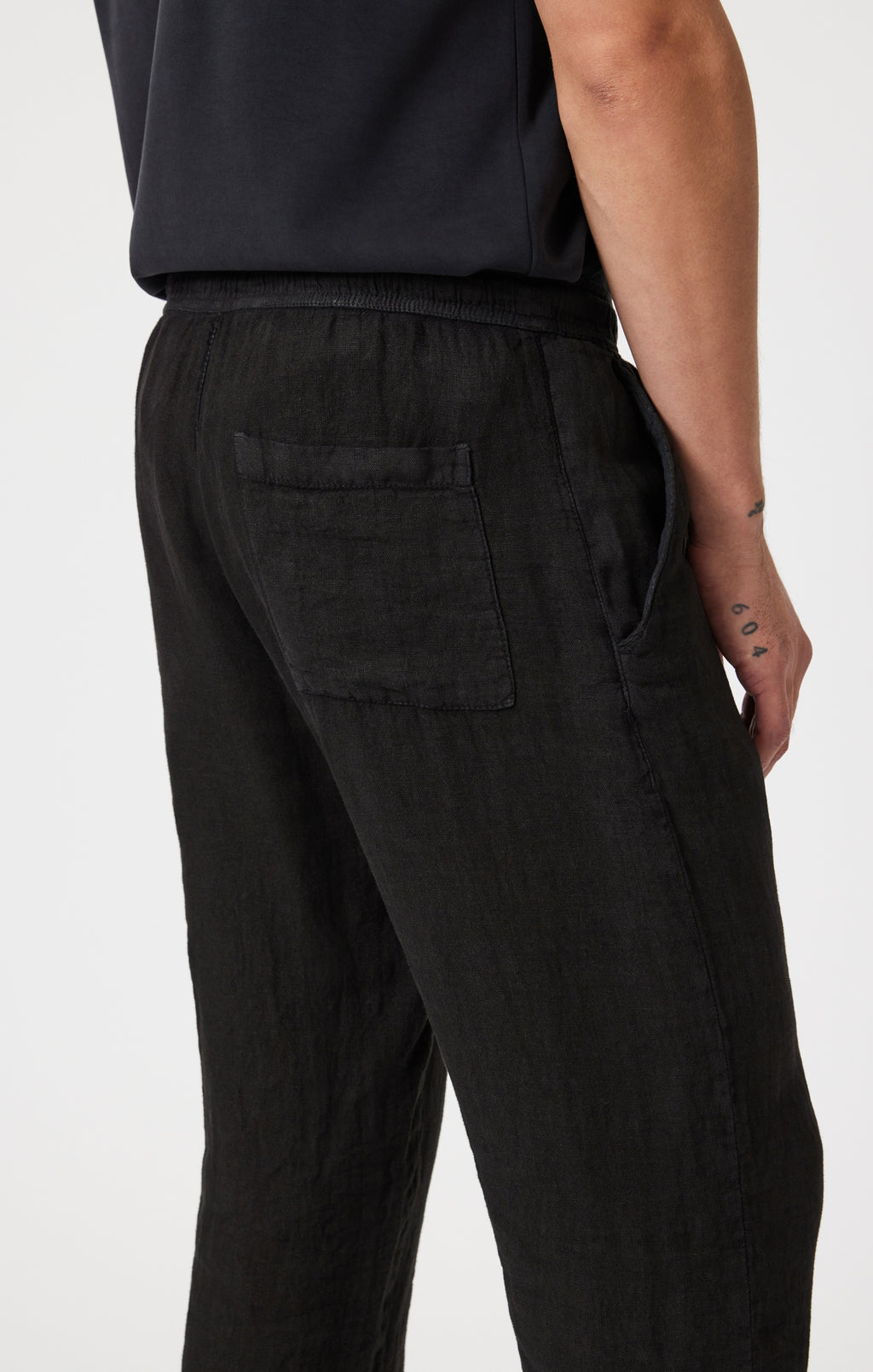 DRAWSTRING LINEN PANTS IN BLACK - Mavi Jeans