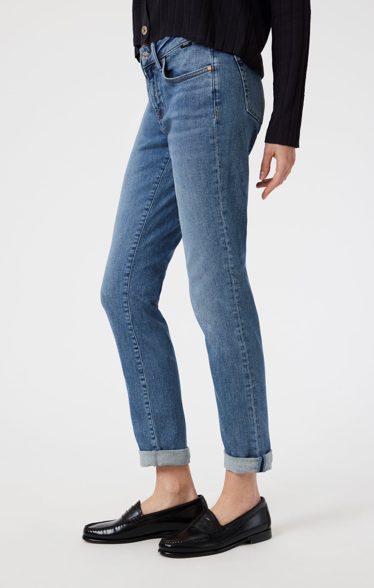 EMMA SLIM BOYFRIEND IN MID SHADED FLEX BLUE - Mavi Jeans