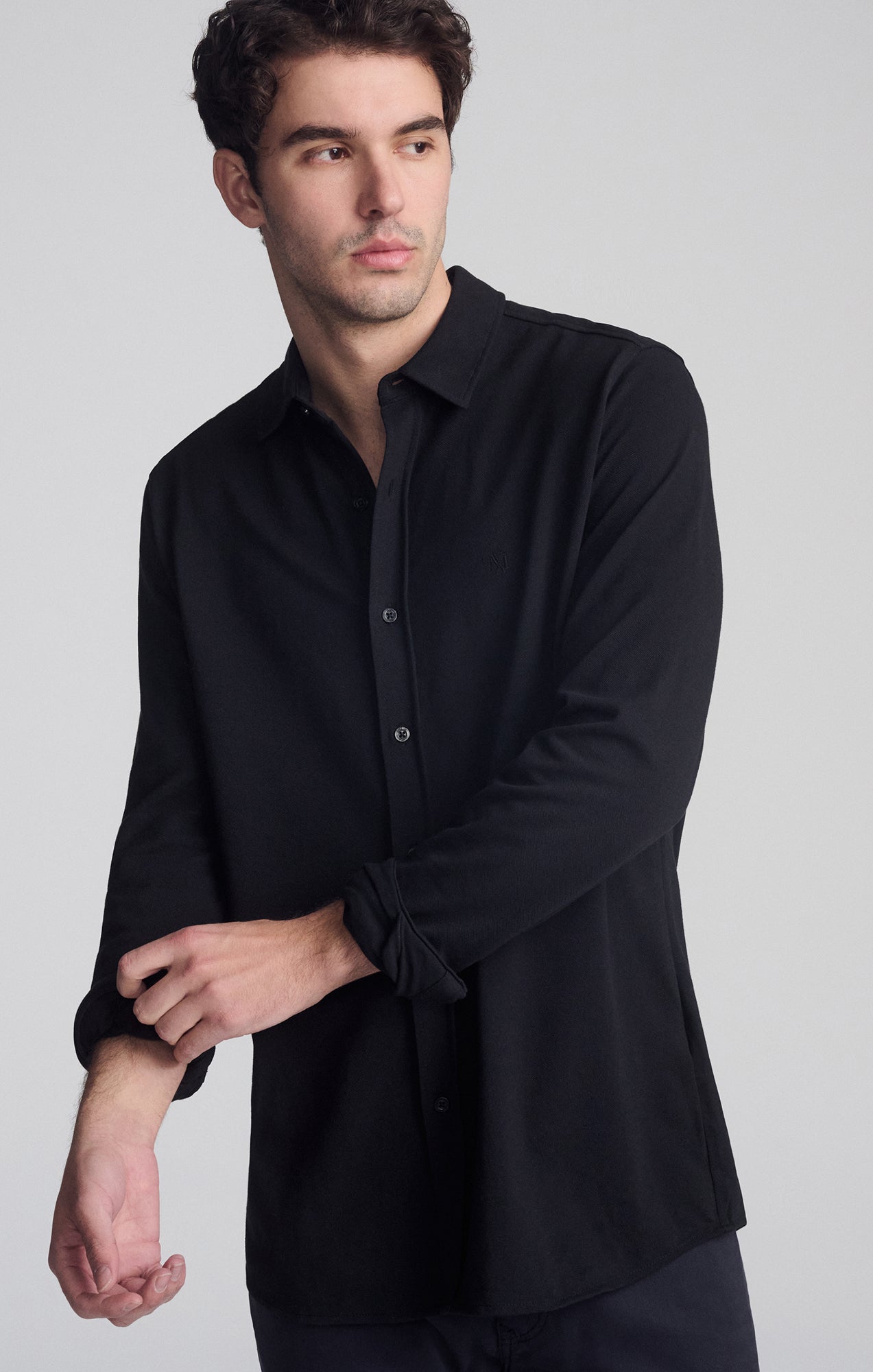 LONG SLEEVE DRESS SHIRT IN BLACK - Mavi Jeans