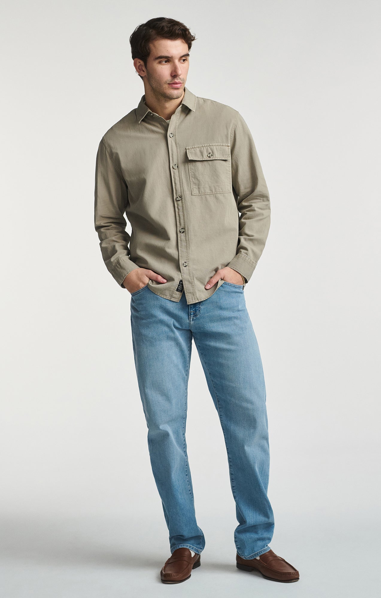 ONE POCKET BUTTON-UP SHIRT IN ROASTED CASHEW - Mavi Jeans