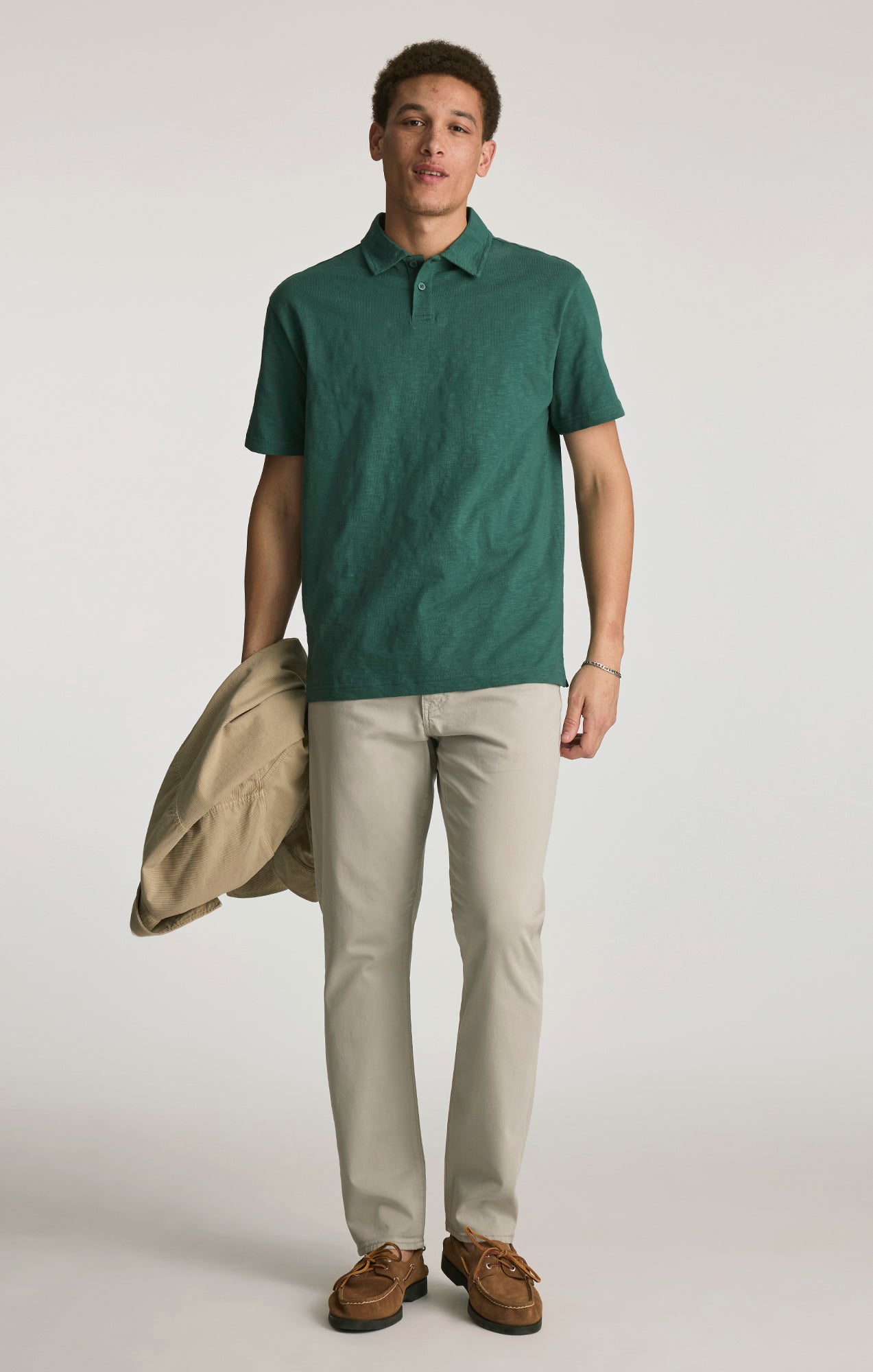 SLUB POLO T-SHIRT IN BISTRO GREEN