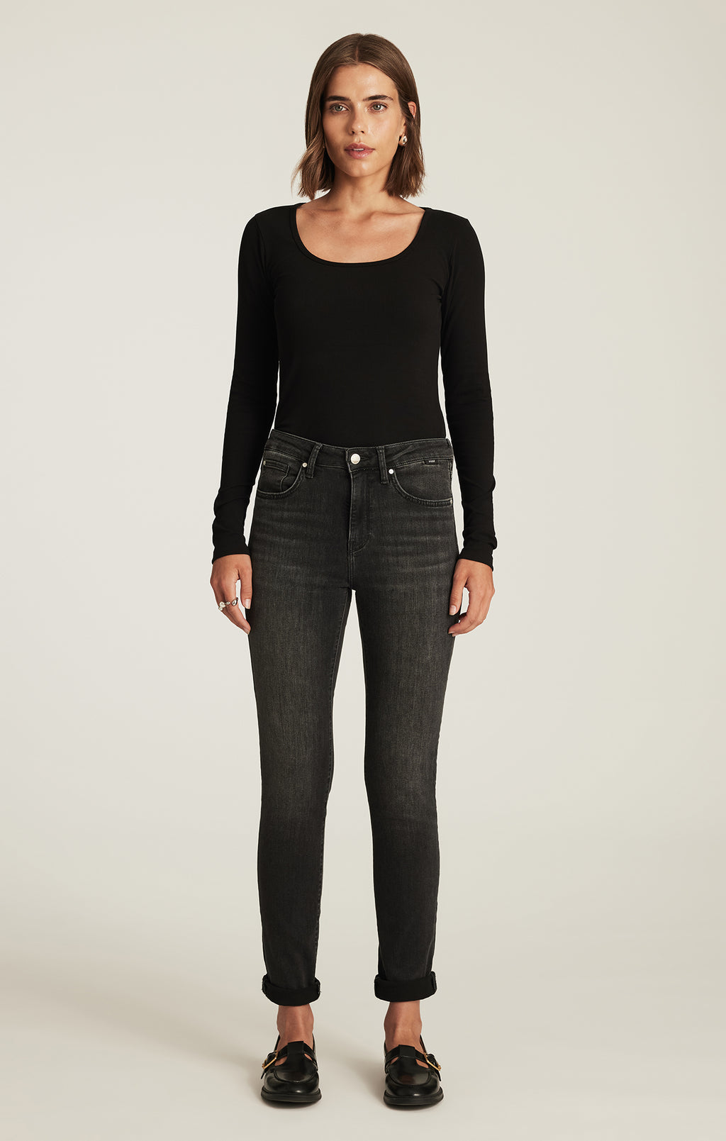 KATHLEEN SLIM BOYFRIEND IN SMOKE BRUSHED FEATHER BLUE - Mavi Jeans