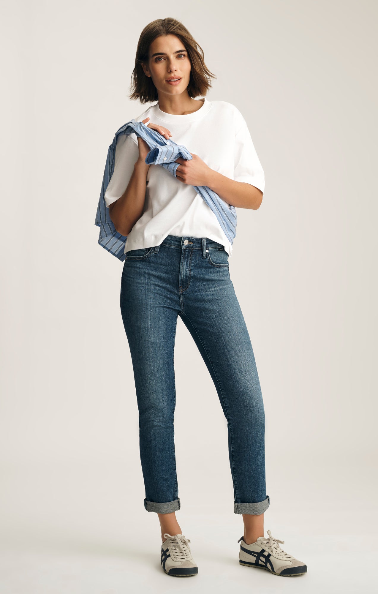 KATHLEEN SLIM BOYFRIEND IN DARK BRUSHED FLEX BLUE - Mavi Jeans
