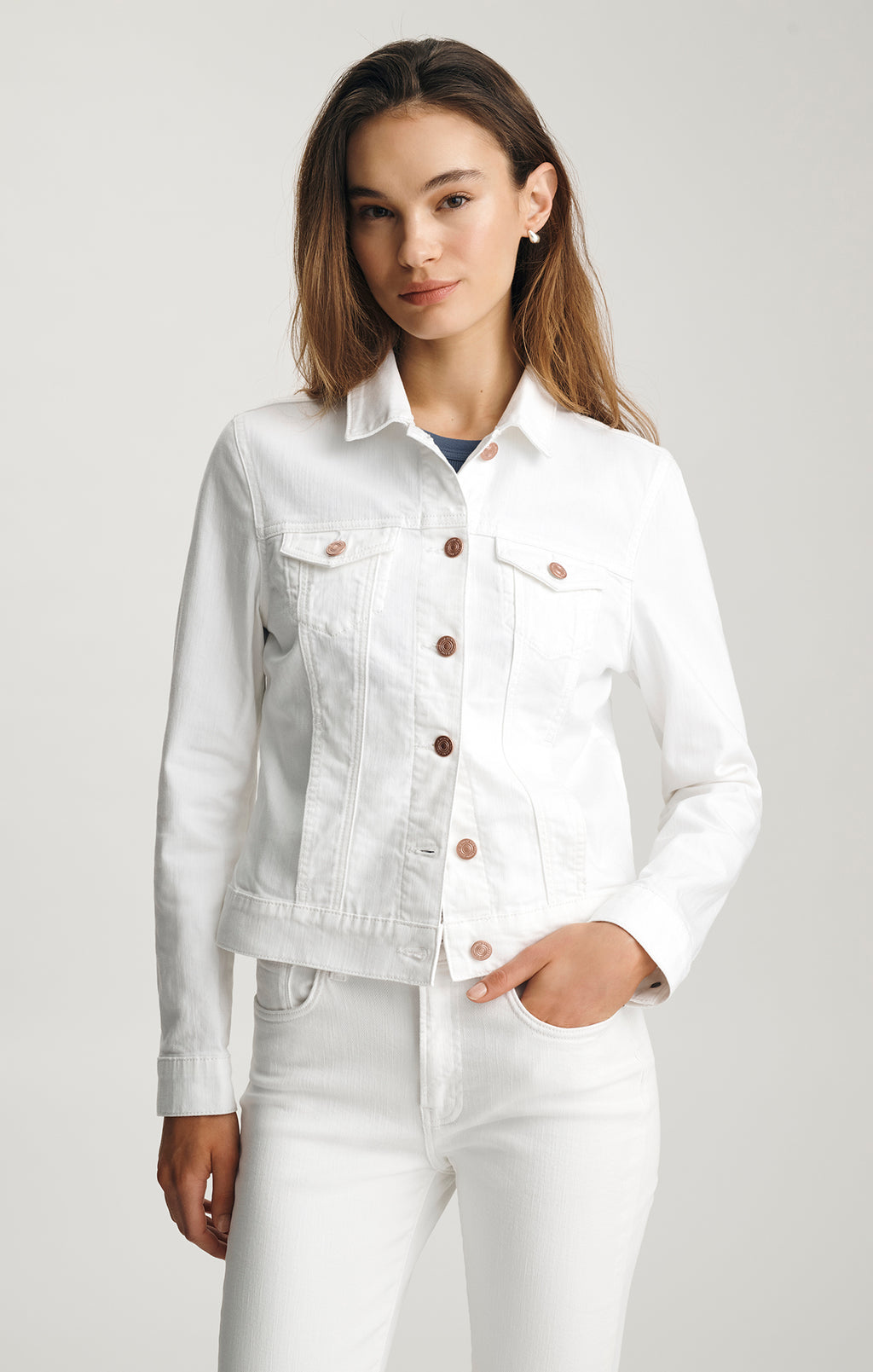 SAMANTHA DENIM JACKET IN WHITE FLEX BLUE - Mavi Jeans