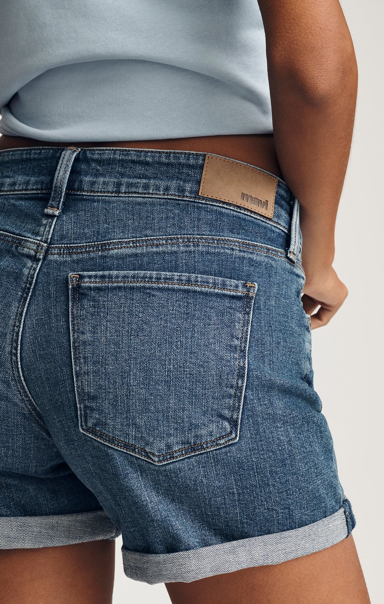 JULIA RELAXED SHORTS IN DARK BRUSHED FLEX BLUE