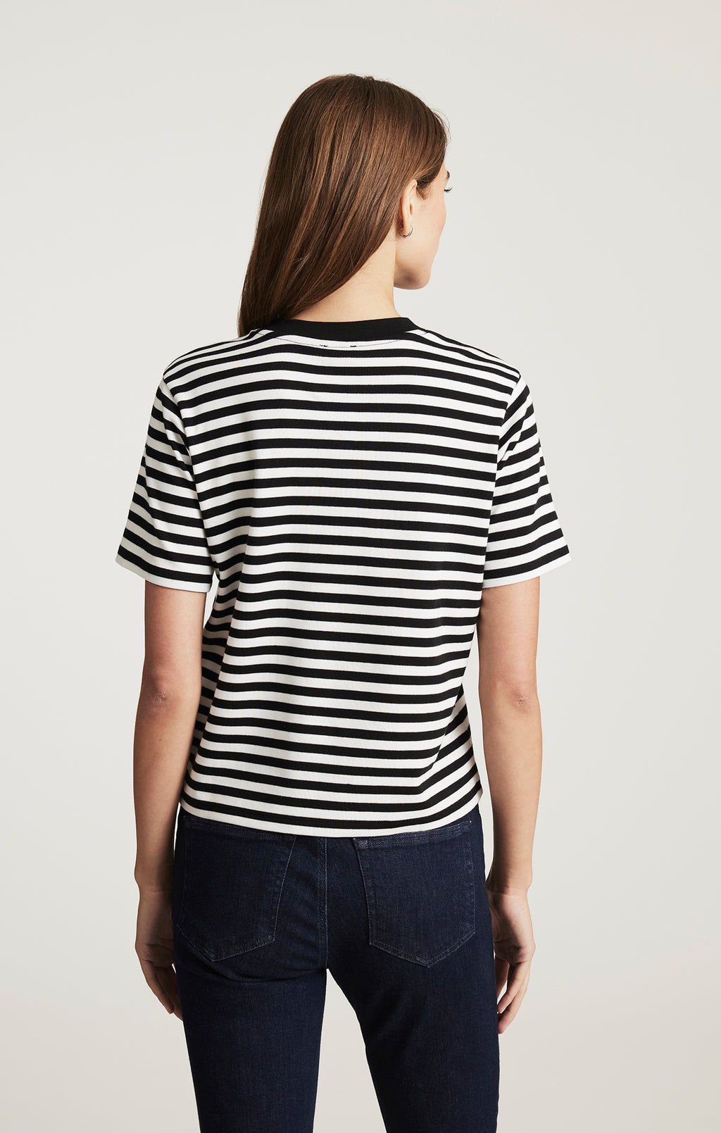 WELT POCKET T-SHIRT IN BLACK WHITE STRIPE - Mavi Jeans
