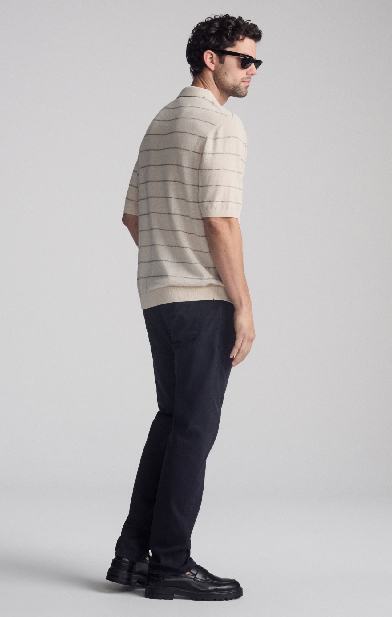 POLO COLLAR SHORT SLEEVE SWEATER IN ANTIQUE WHITE - Mavi Jeans