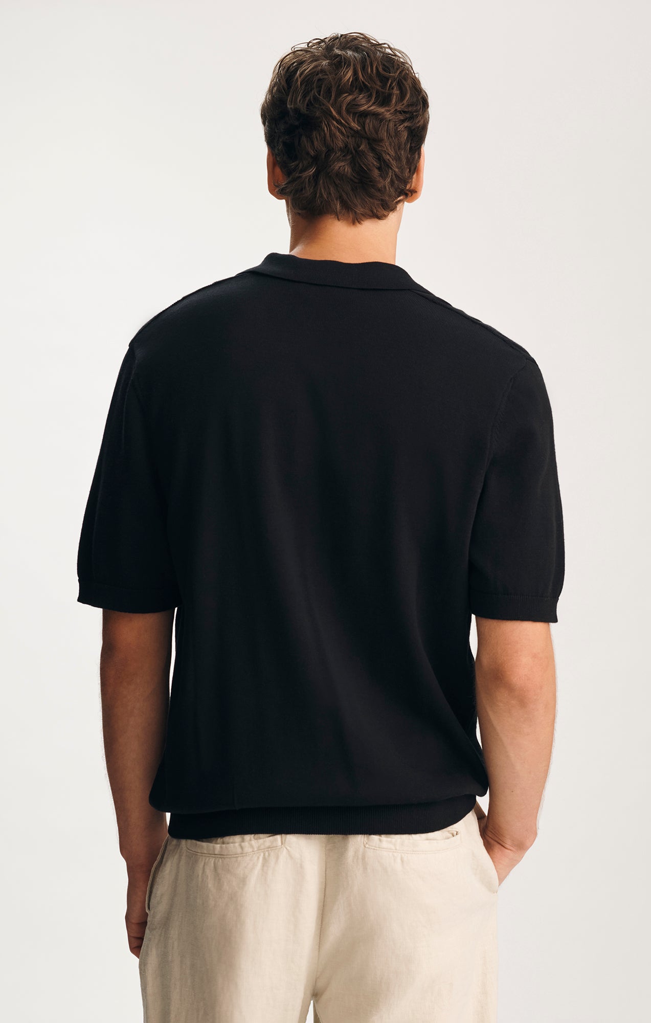 SHORT SLEEVE POLO SWEATER IN BLACK - Mavi Jeans