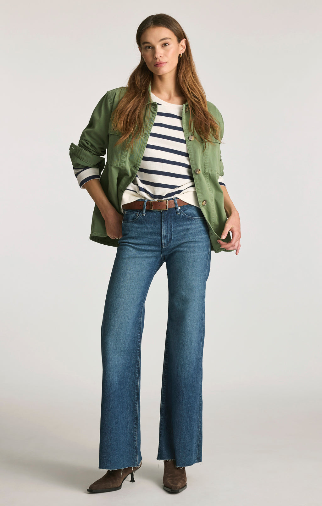 GRACE FLARE EN BLEU CLASSIQUE BROSSÉ FONCÉ