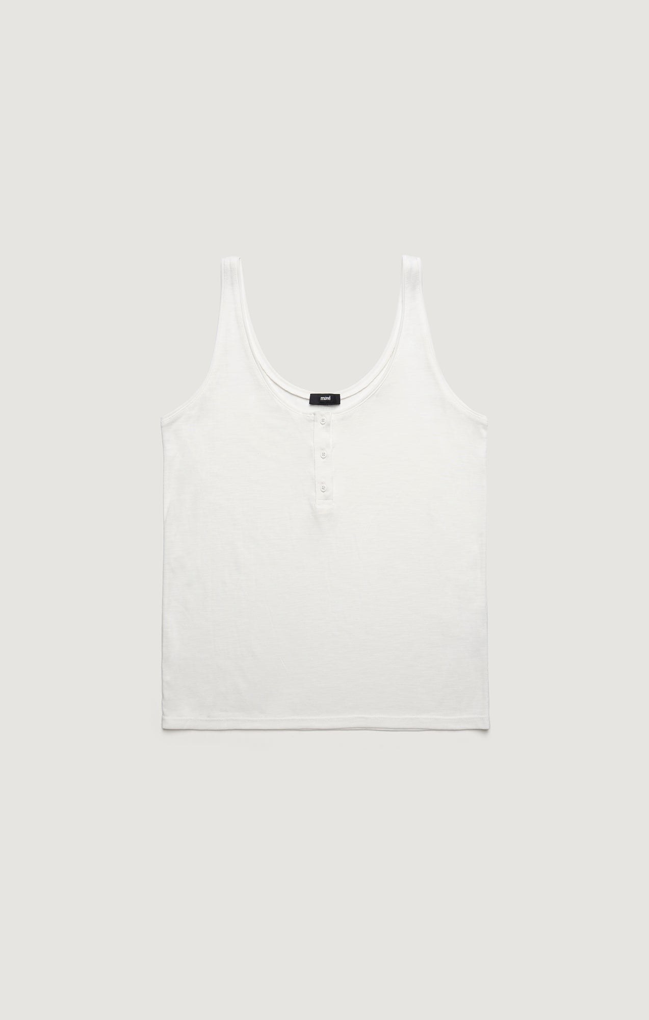 LUXE TOUCH TENCEL™ HENLEY TANK TOP IN ANTIQUE WHITE - Mavi Jeans