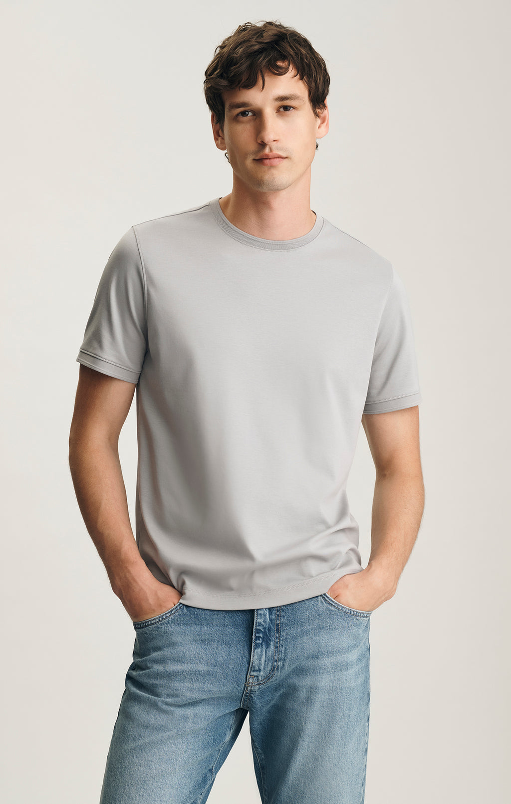 INTERLOCK CREW NECK T-SHIRT IN ALLOY - Mavi Jeans