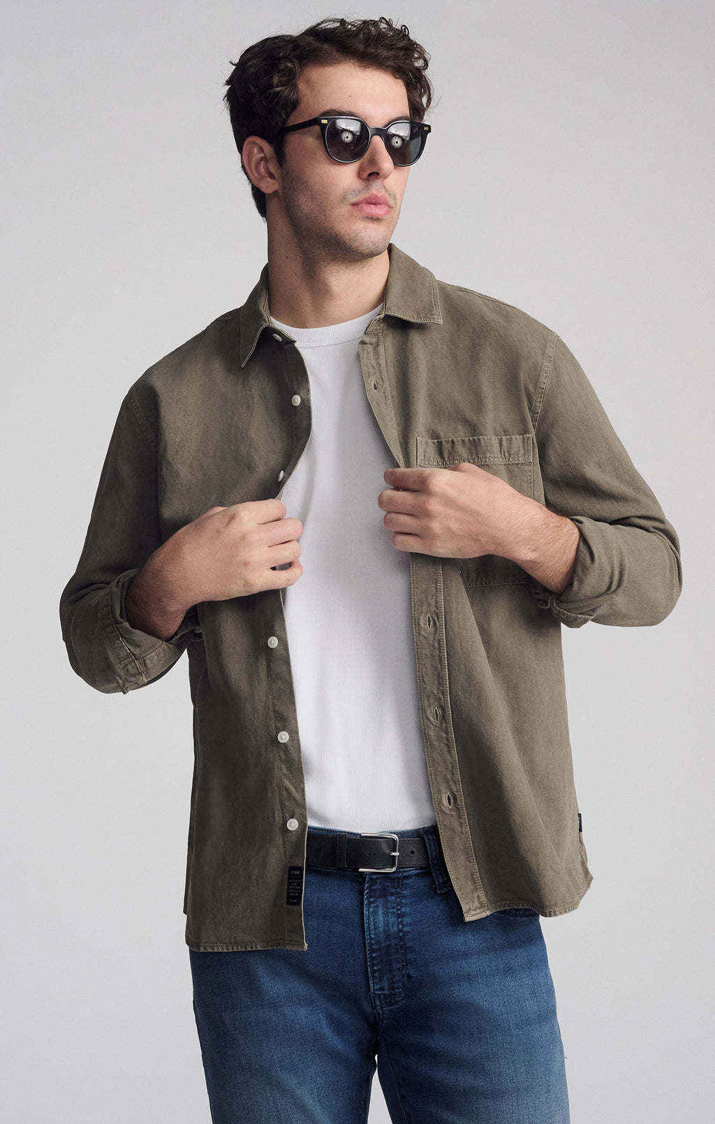 ONE POCKET LONG SLEEVE BUTTON-UP SHIRT IN BUNGEE CORD - Mavi Jeans