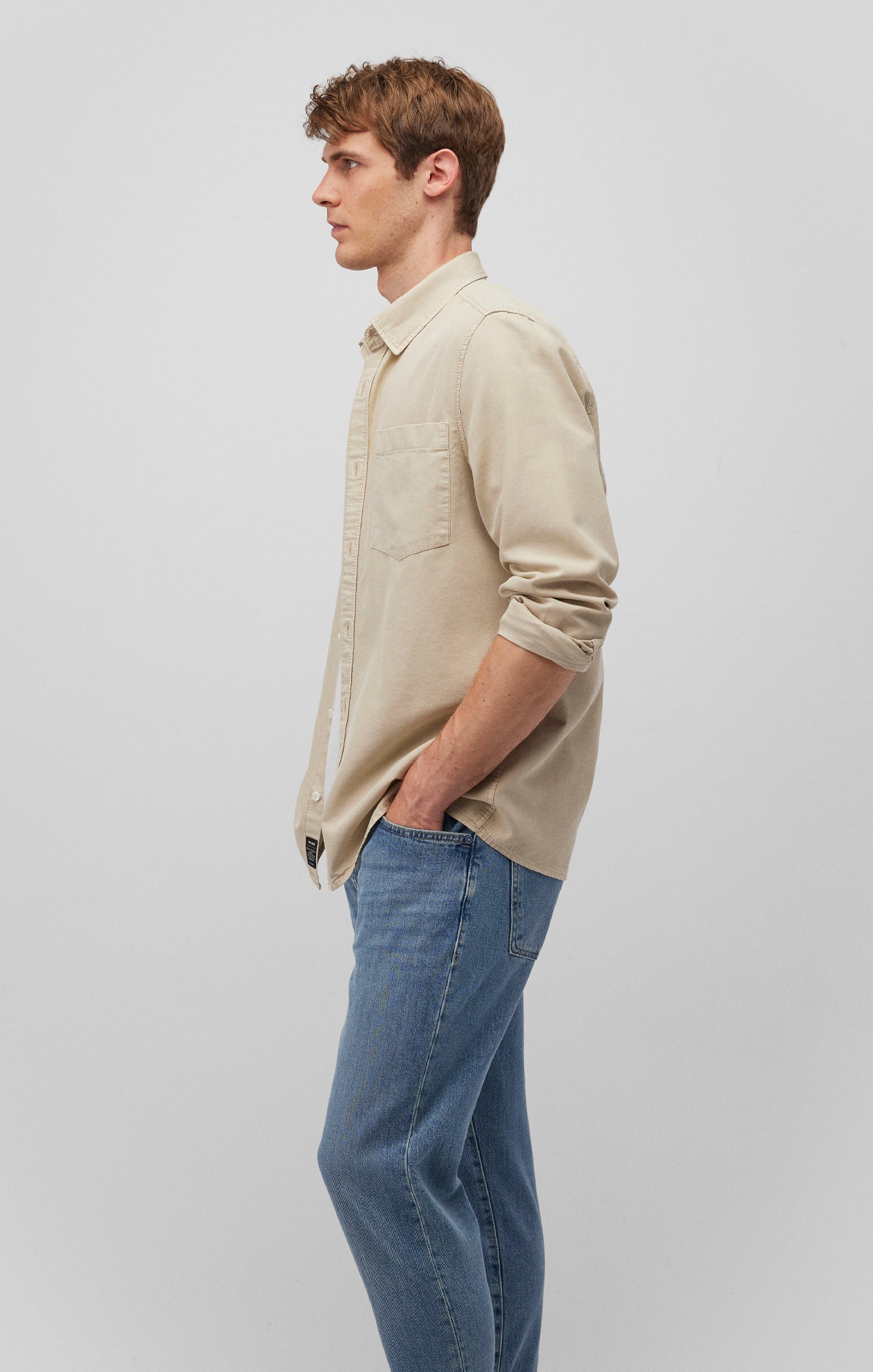 ONE POCKET BUTTON-UP SHIRT IN PELICAN - Mavi Jeans