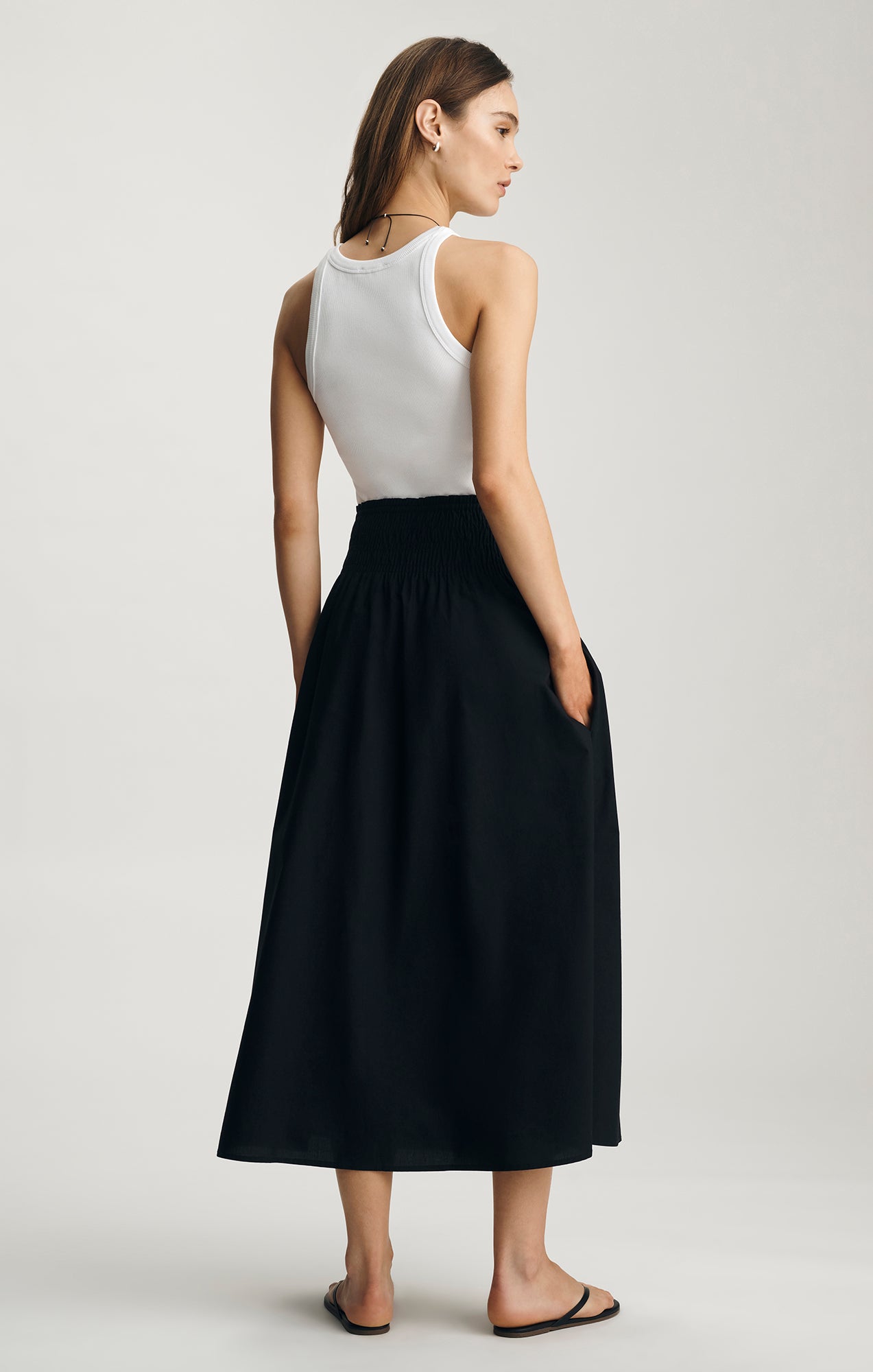 SMOCKED MAXI SKIRT IN BLACK - Mavi Jeans