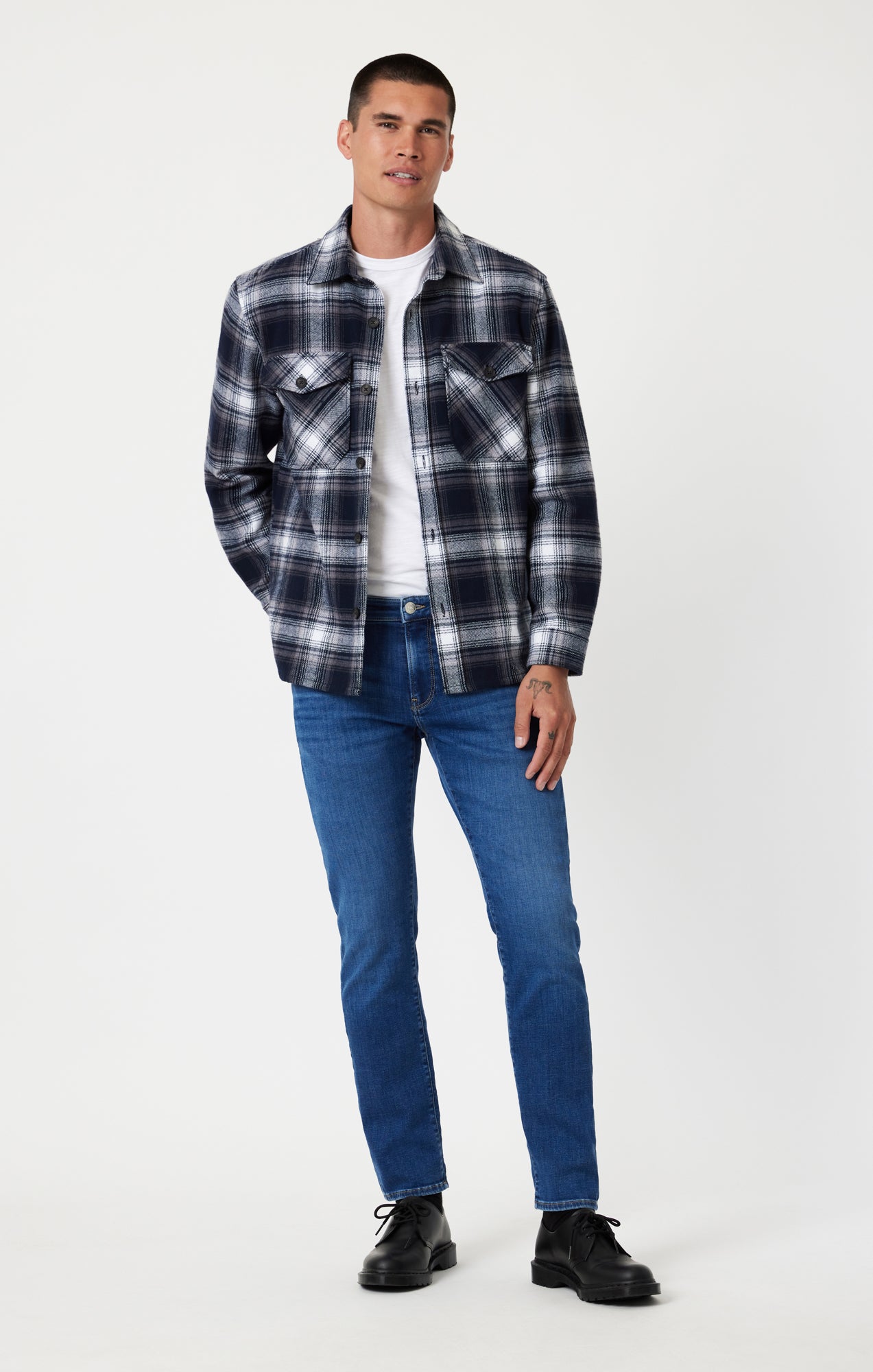 MARCUS SLIM STRAIGHT LEG IN DARK BRUSHED FEATHER BLUE - Mavi Jeans