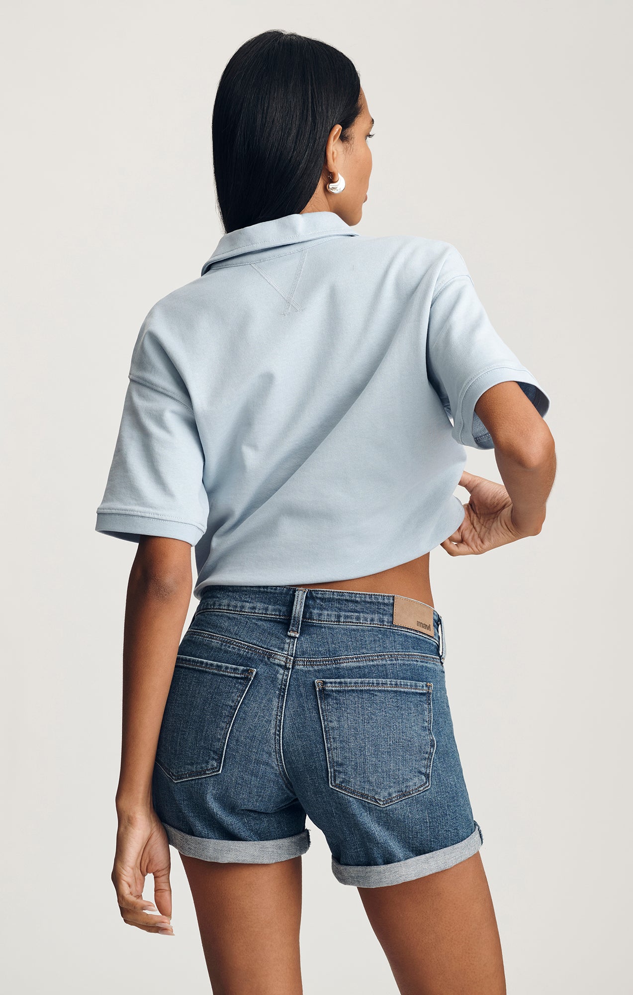 JULIA RELAXED SHORTS IN DARK BRUSHED FLEX BLUE