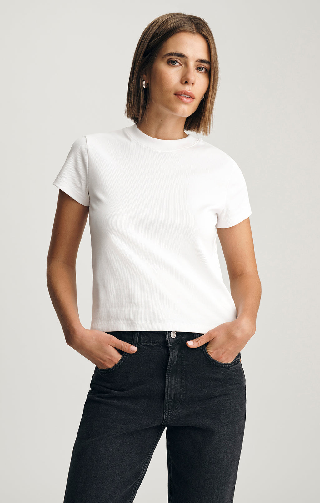 LAYLA RIBBED BABY T-SHIRT IN WHITE