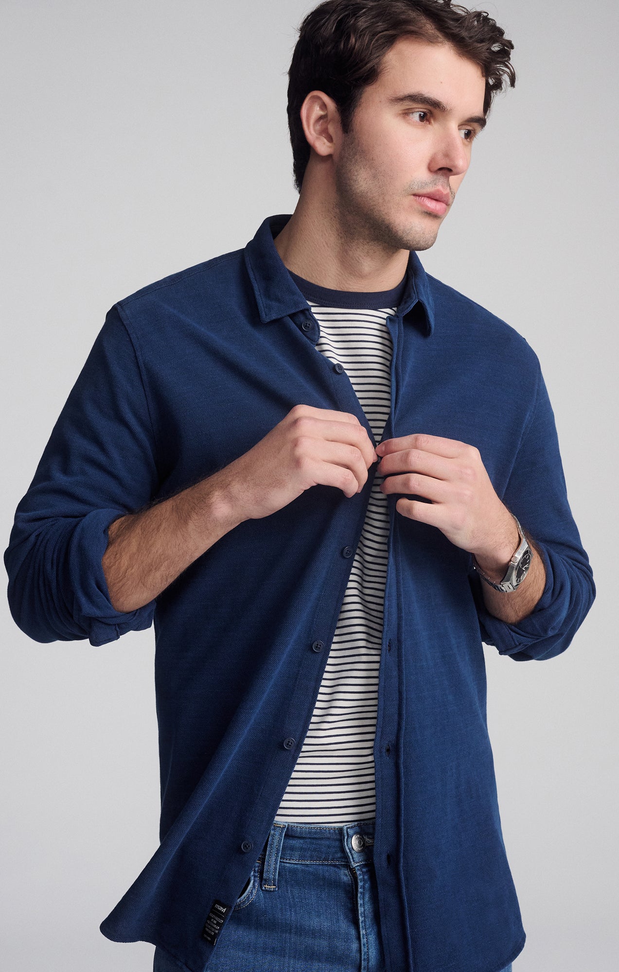 LONG SLEEVE BUTTON-DOWN SHIRT IN INDIGO - Mavi Jeans